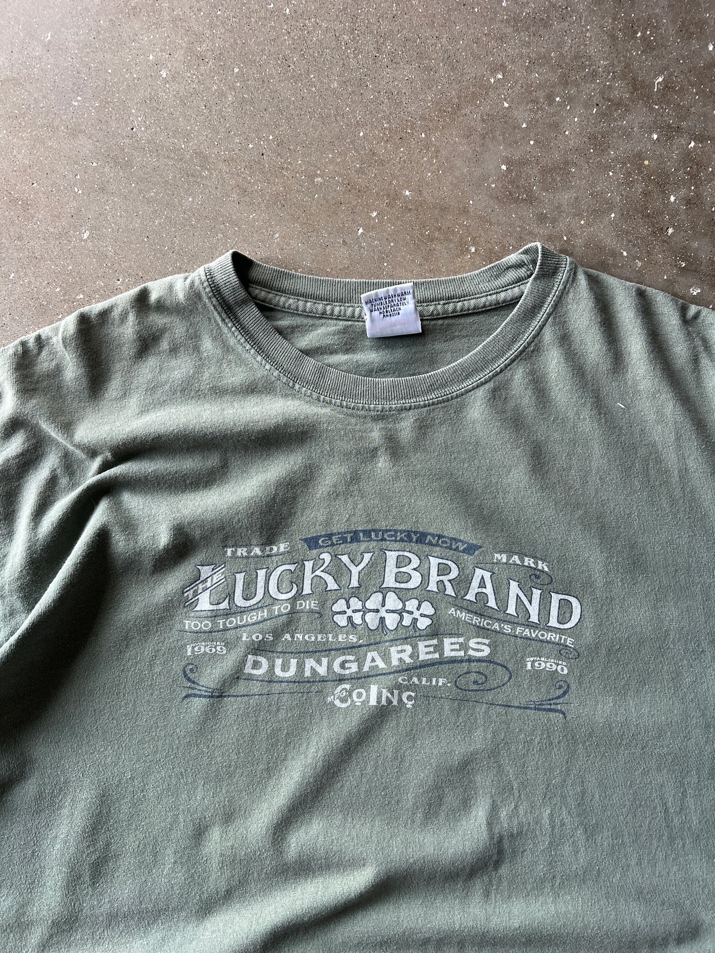 Vintage Green/Grey Distressed Lucky Brand Shirt - L