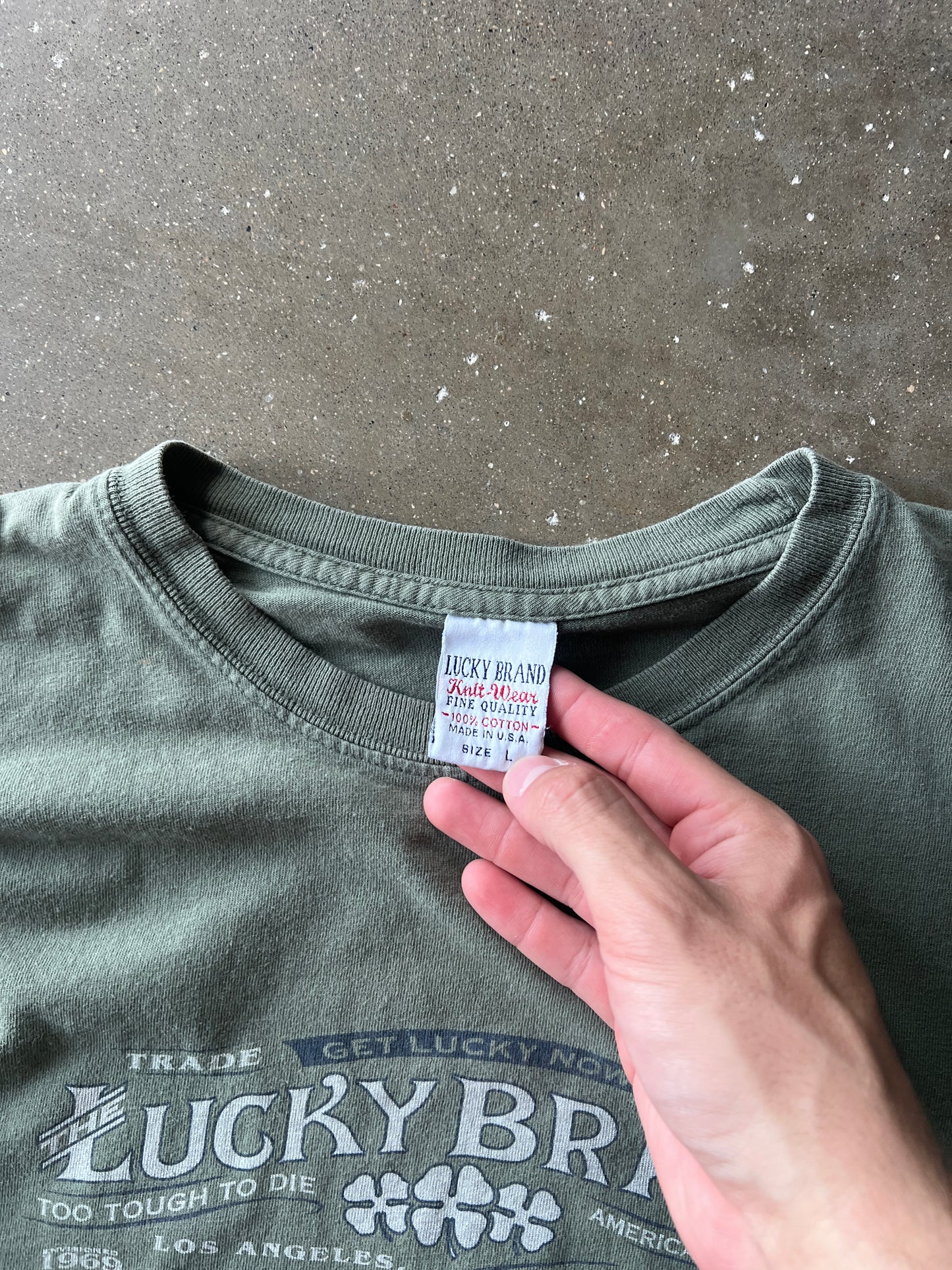 Vintage Green/Grey Distressed Lucky Brand Shirt - L