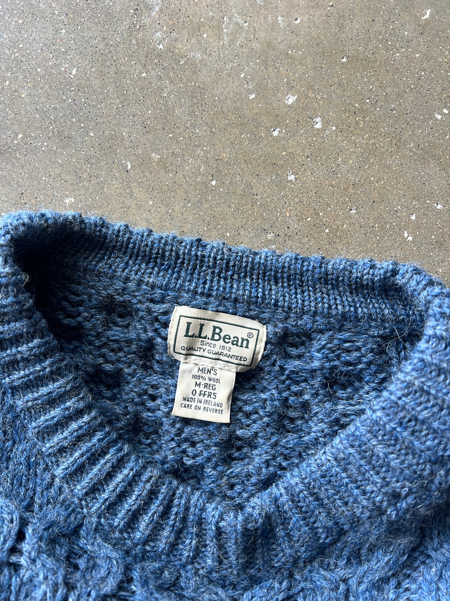 Vintage Blue Cable Knit LL Bean Sweater - M