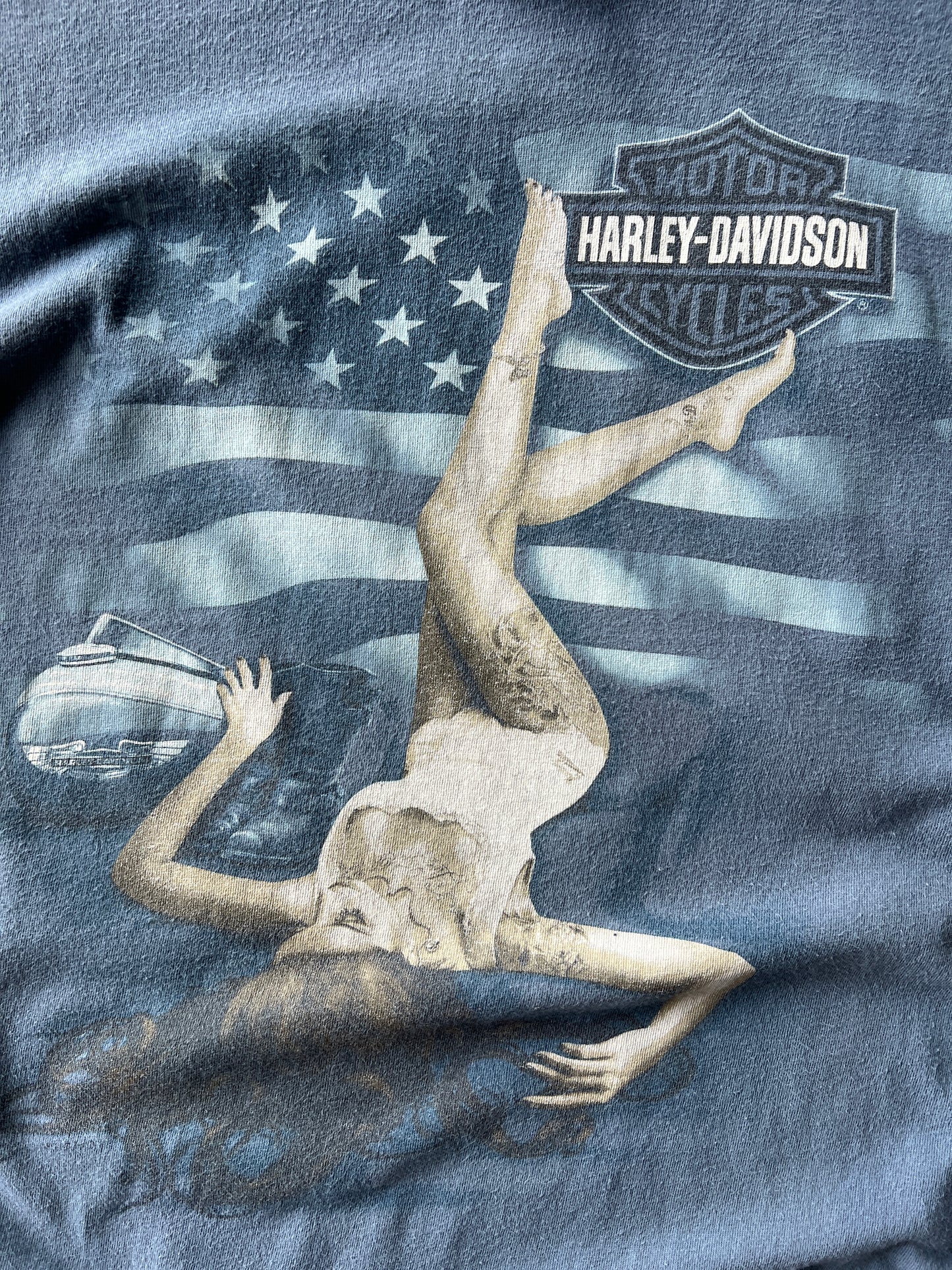 Vintage Blue Faded Harley Davidson Shirt -XXL