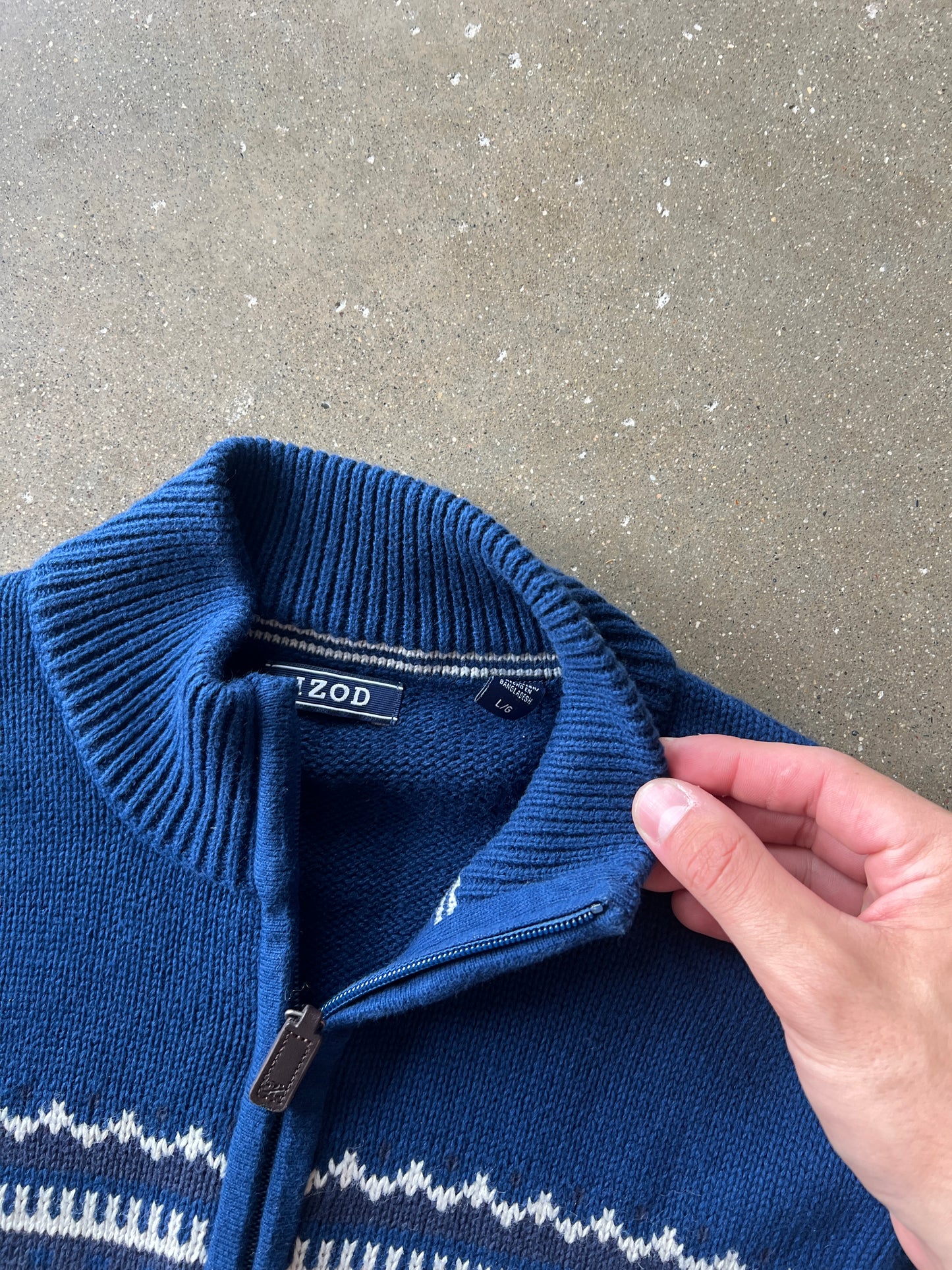 Vintage Blue Izod Knit Quarter Zip Sweater - L