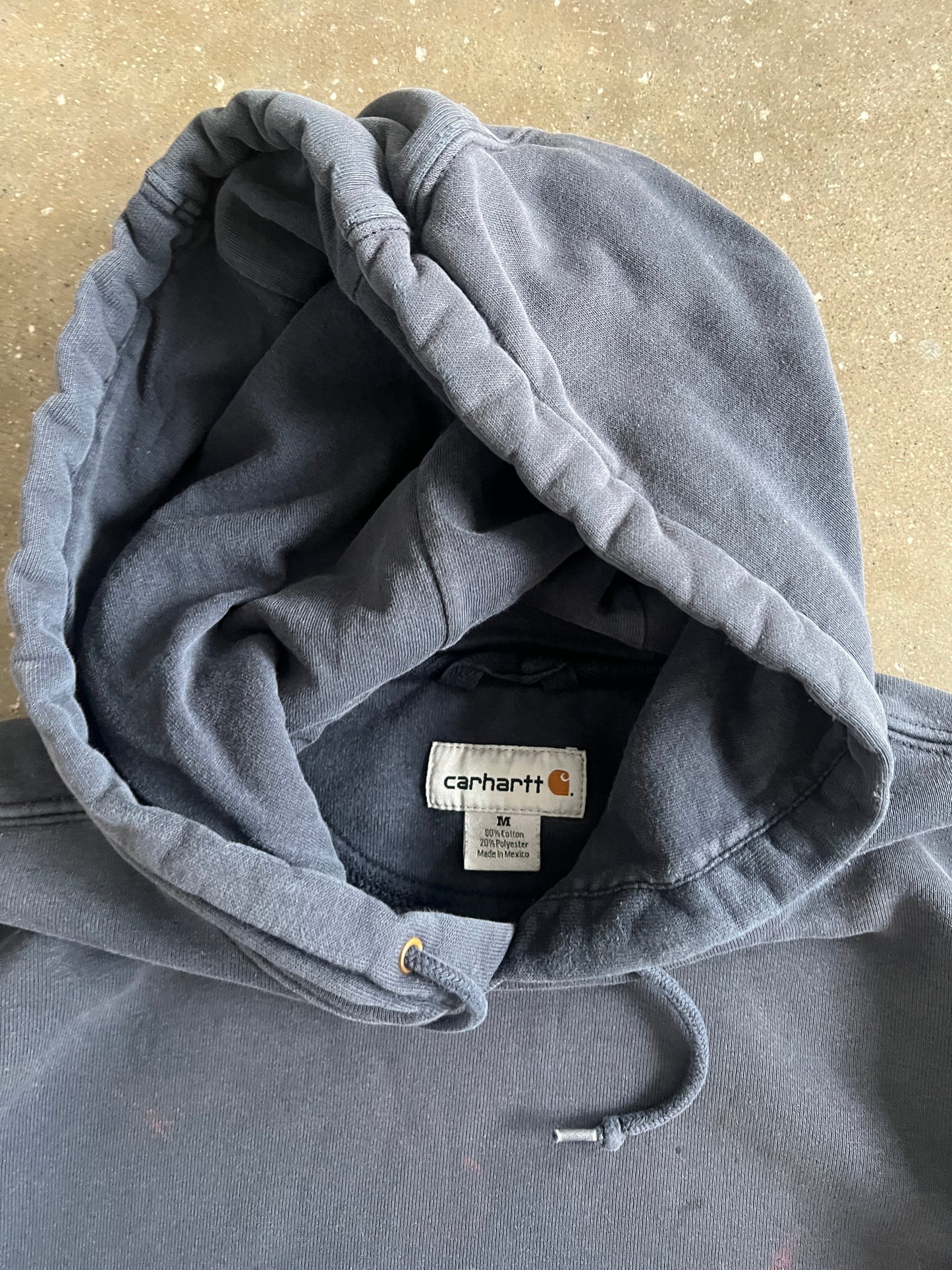Vintage Black Faded Distressed Carhartt Hoodie - M