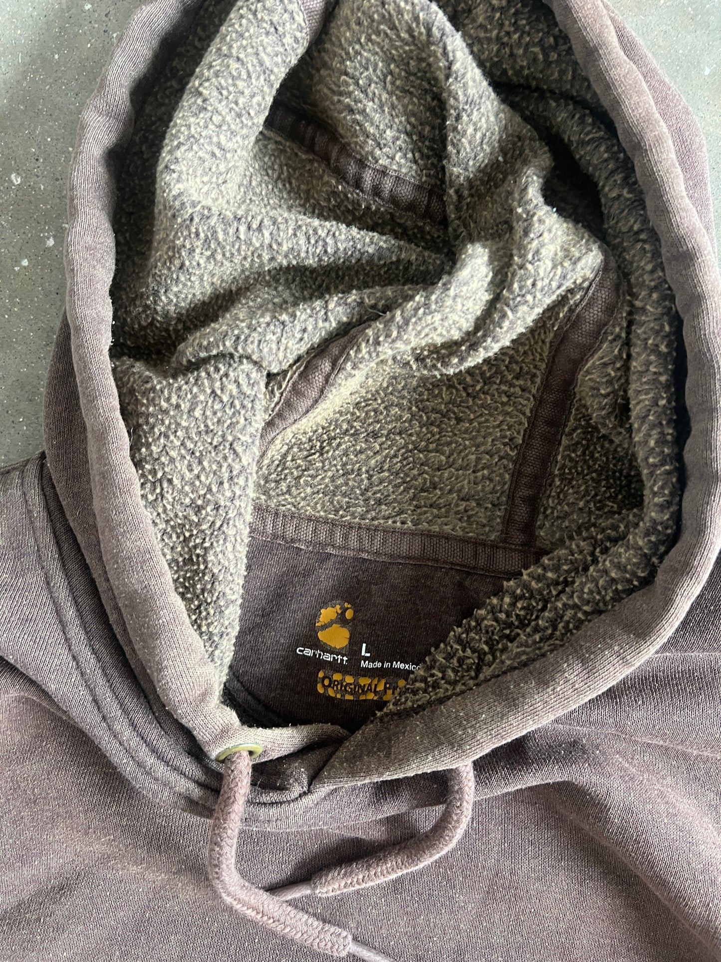 Vintage Brown Faded Distressed Carhartt Hoodie - L
