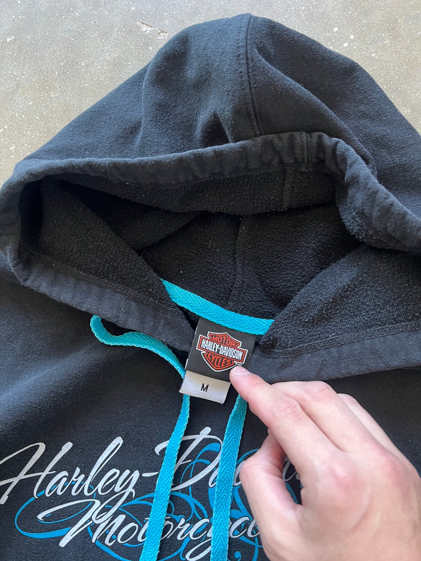 Vintage Black Harley Davidson Hoodie - M