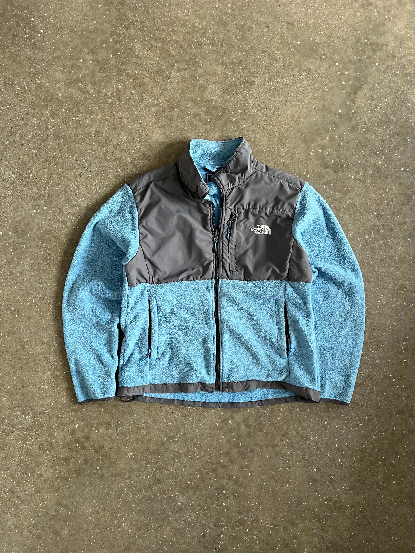 Vintage Blue and Grey Northface Zip Fleece - L