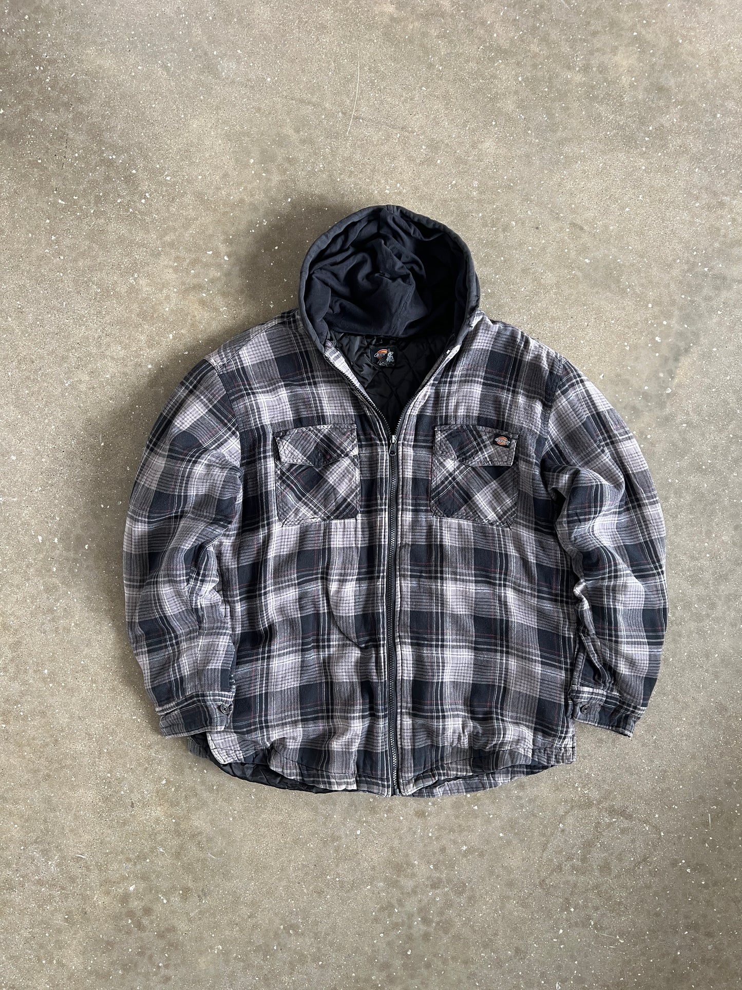 Vintage Black and White Plaid Dickies Zip Jacket - L