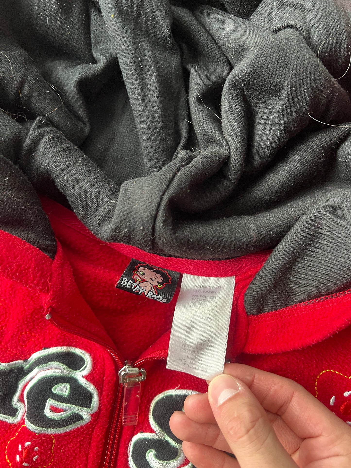 Vintage Cherry Red Betty Boop Hoodie - S