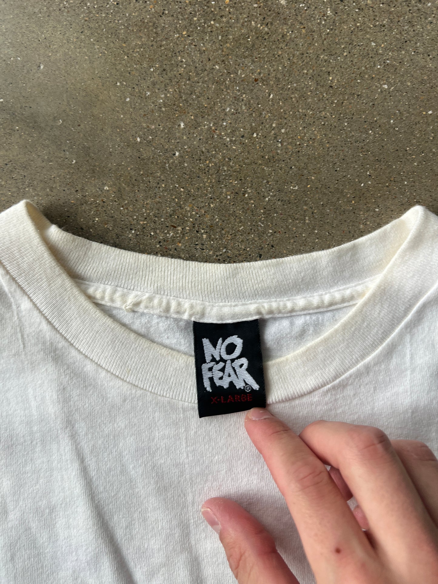 Vintage White Racing Graphic Spellout Shirt - XL