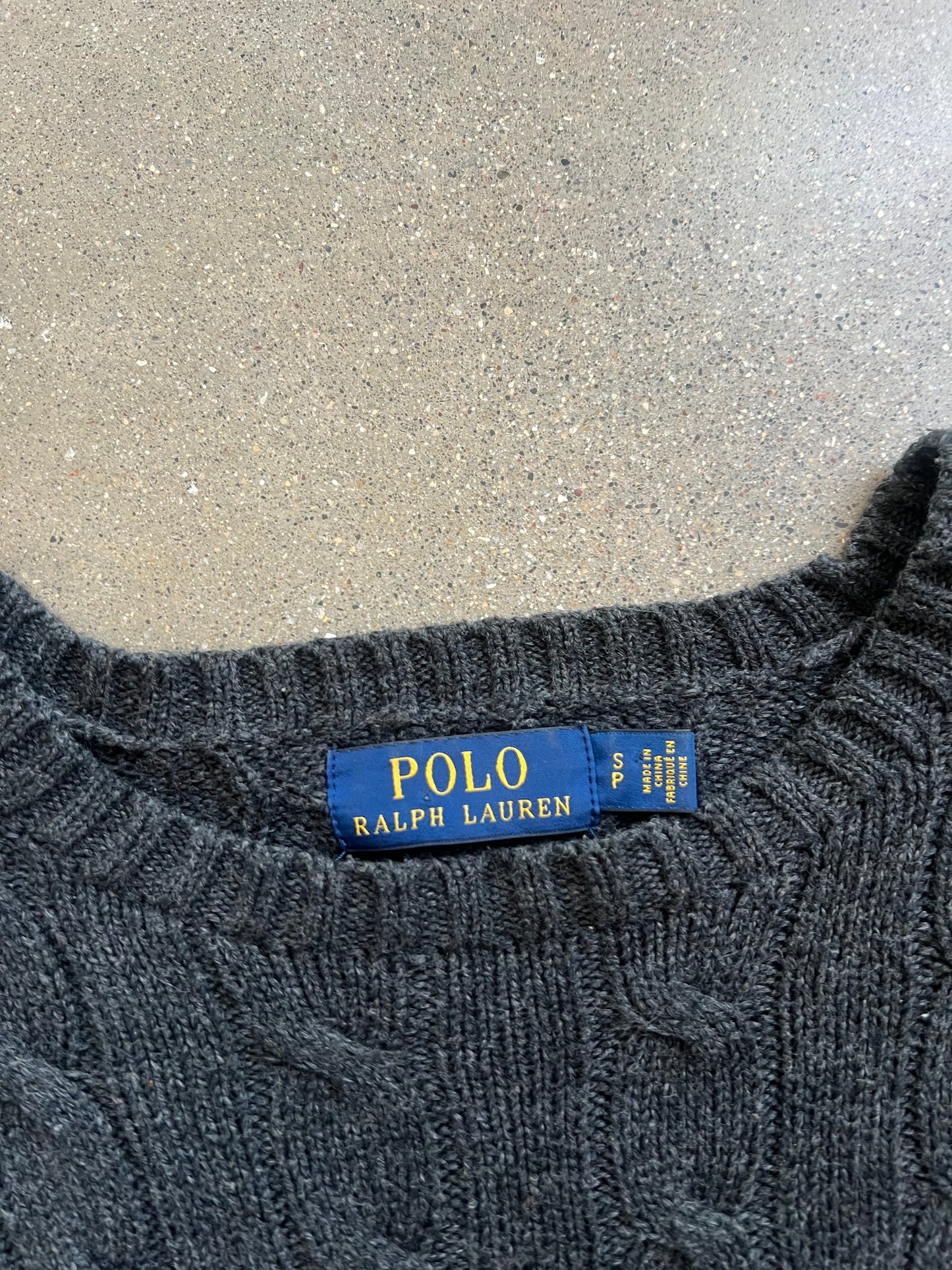 Vintage Grey Polo Knit Sweater - S