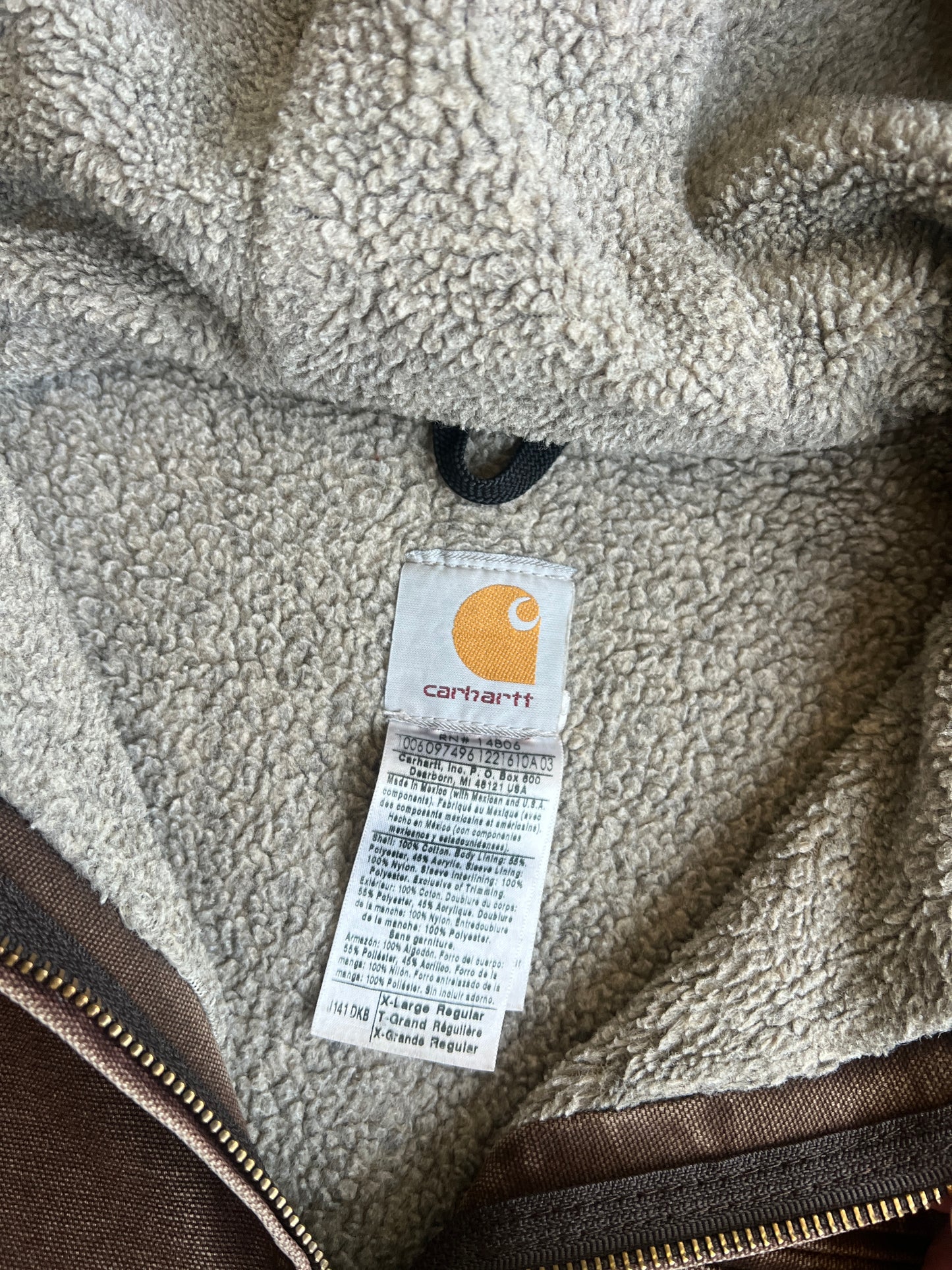 Vintage Dark Brown Sherpa Lined Carhartt Jacket - XL