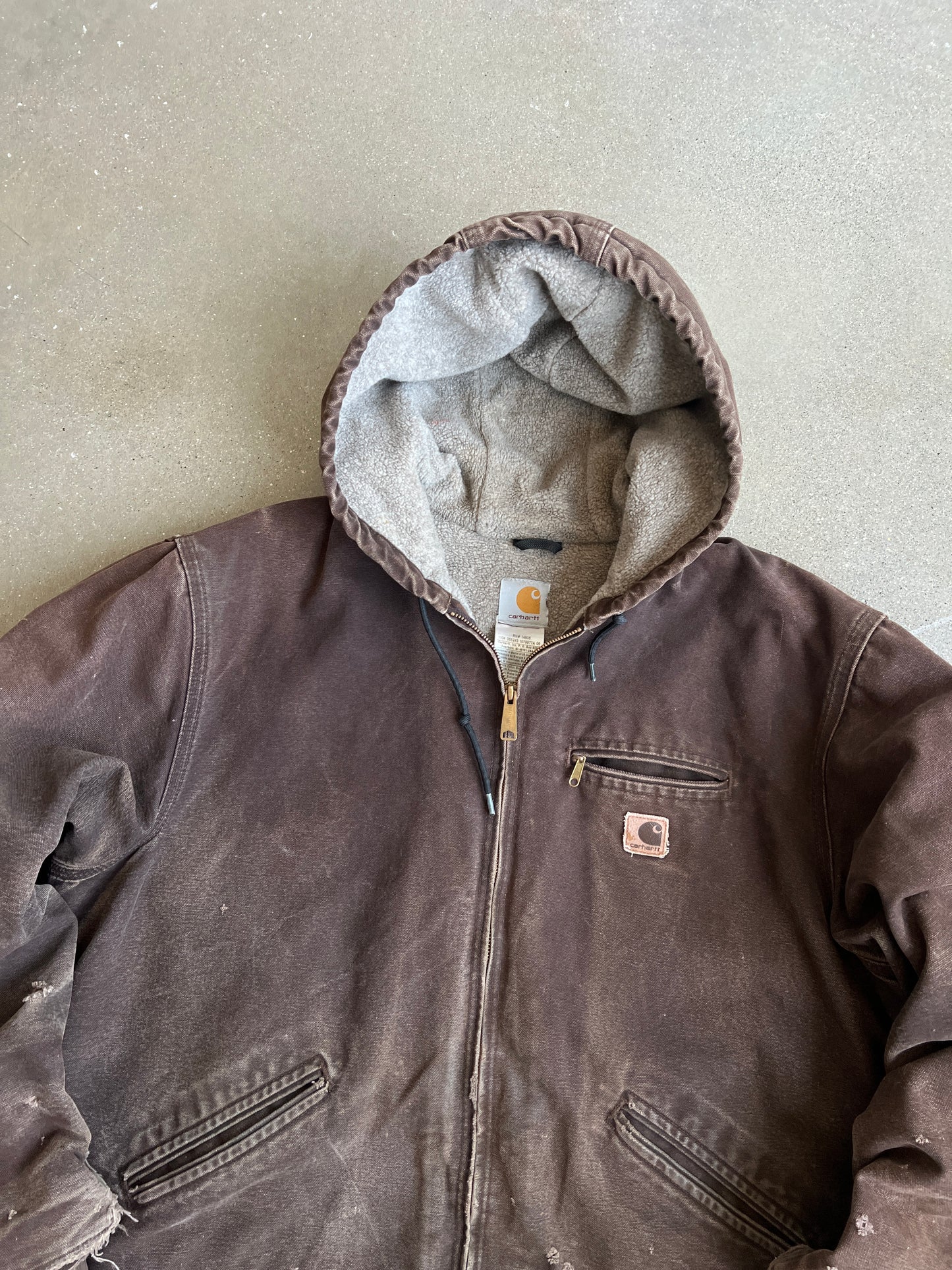 Vintage Faded Brown Sherpa Lined Carhartt Jacket - XL