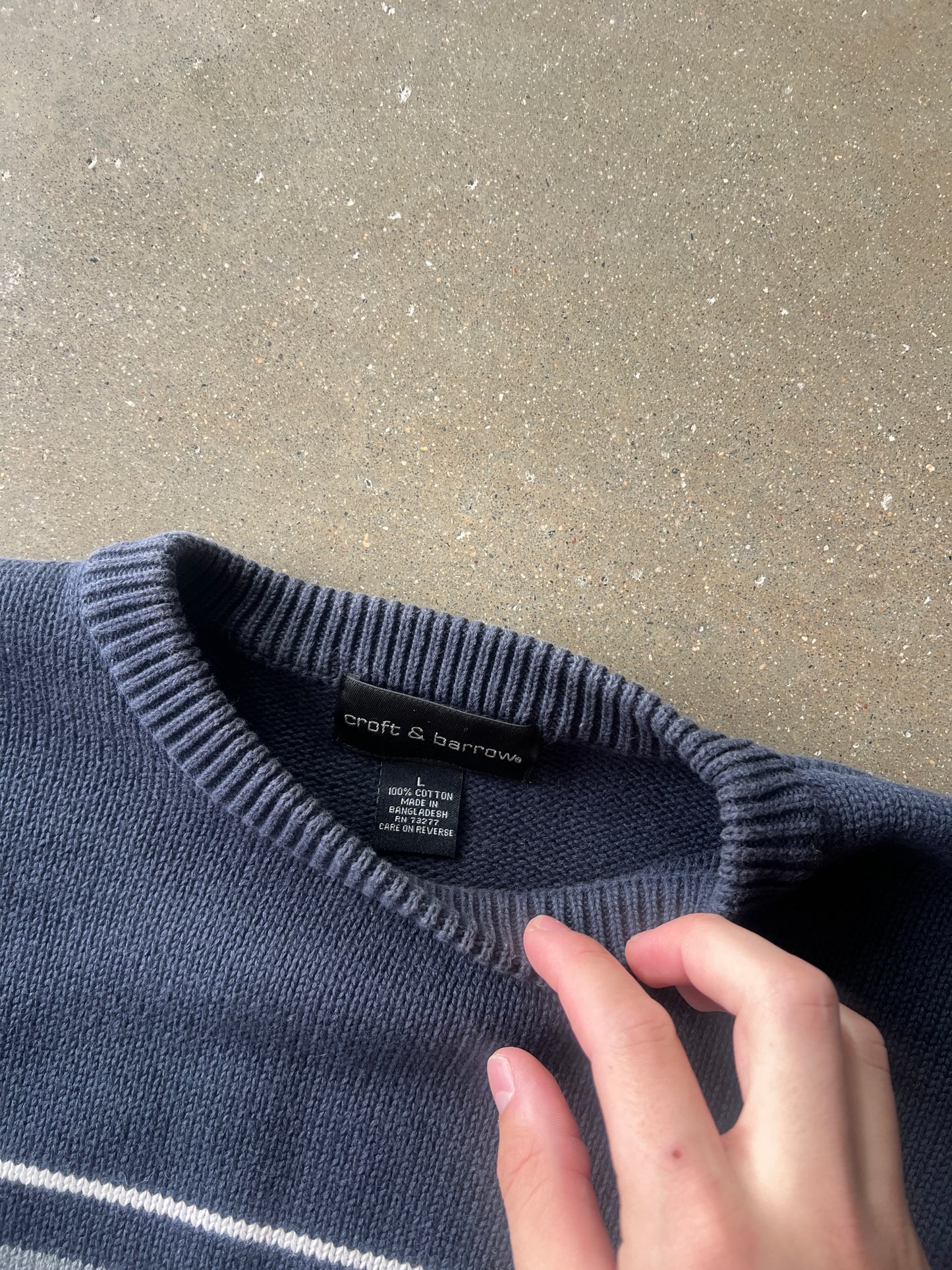 Vintage Navy Blue Stripped Sweater - L