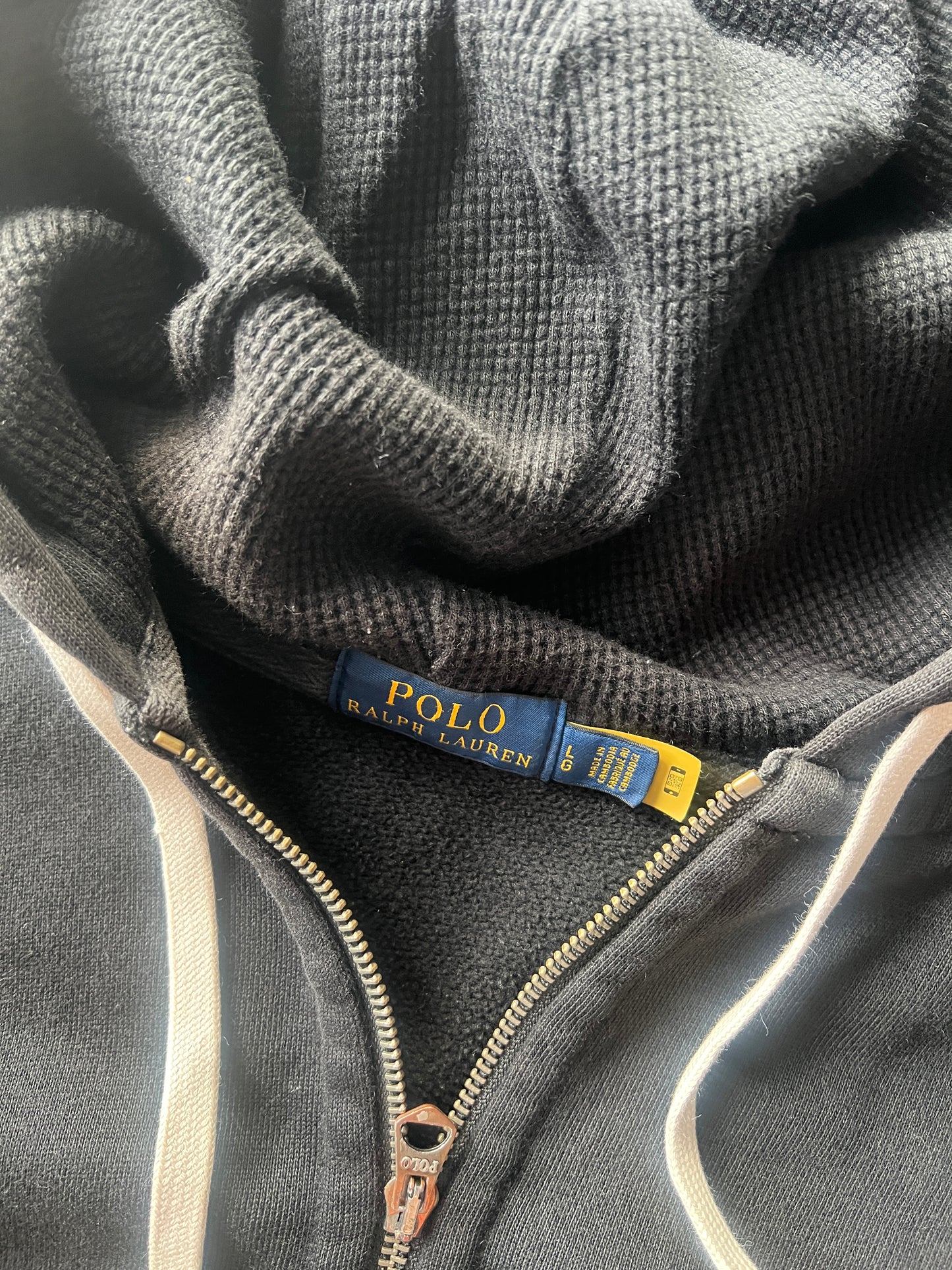 Vintage Black Polo Ralph Lauren Hoodie - L