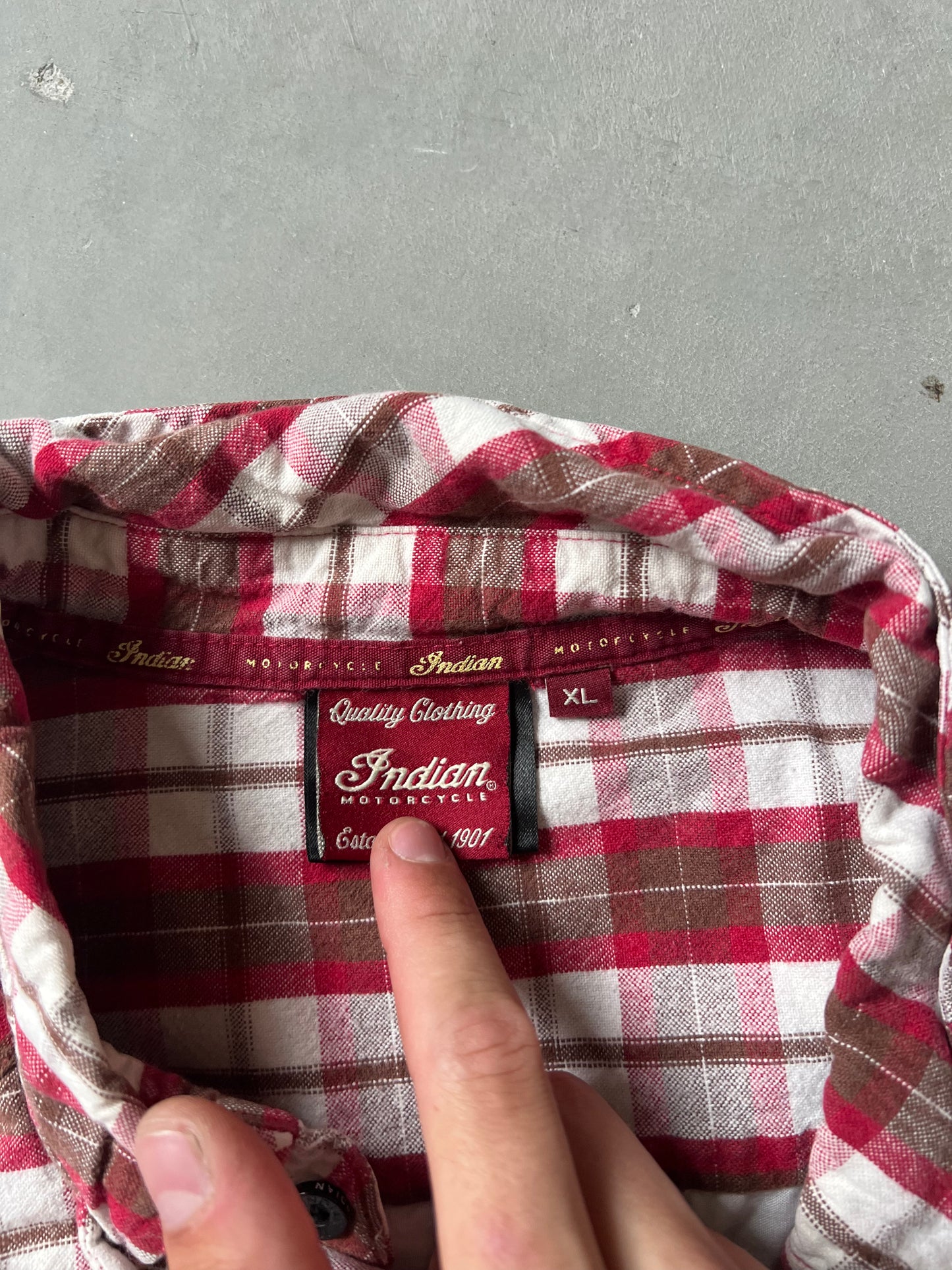 Vintage Red Indian Motorcycled Flannel Shirt - XL
