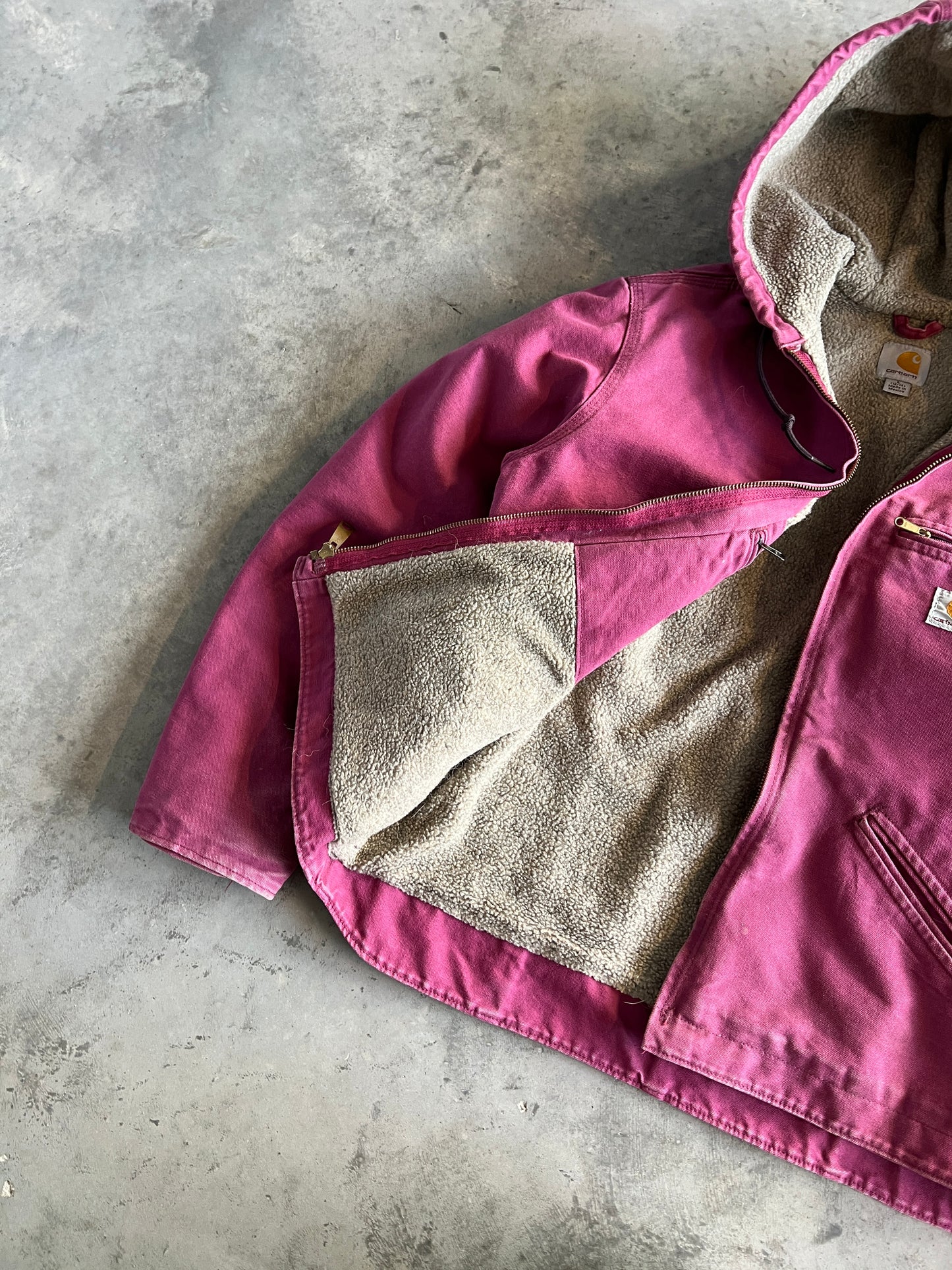 Vintage Pink Carhartt Sherpa Detroit Jacket - L