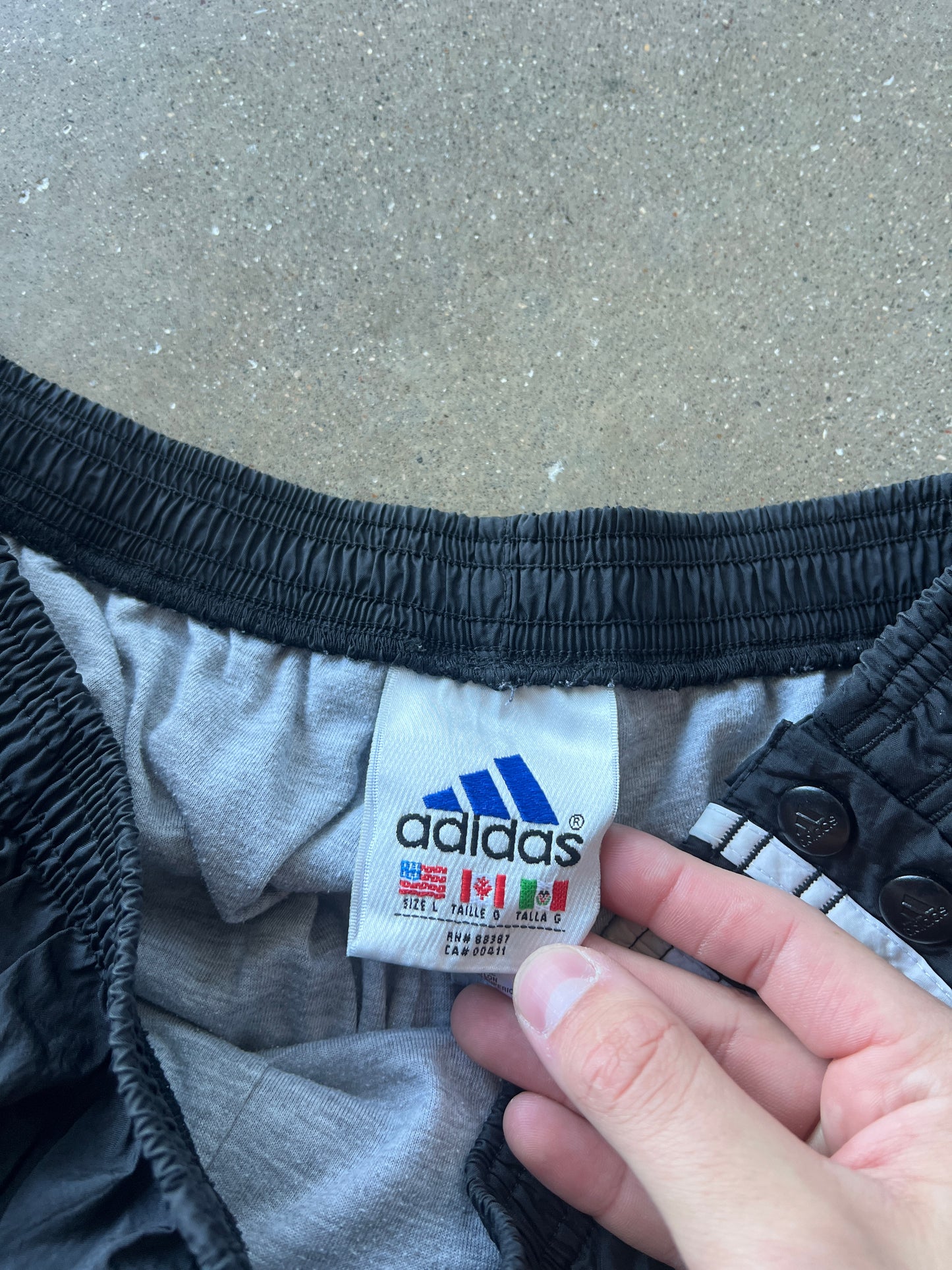 Vintage Black Adidas Stripped Track Pants - L