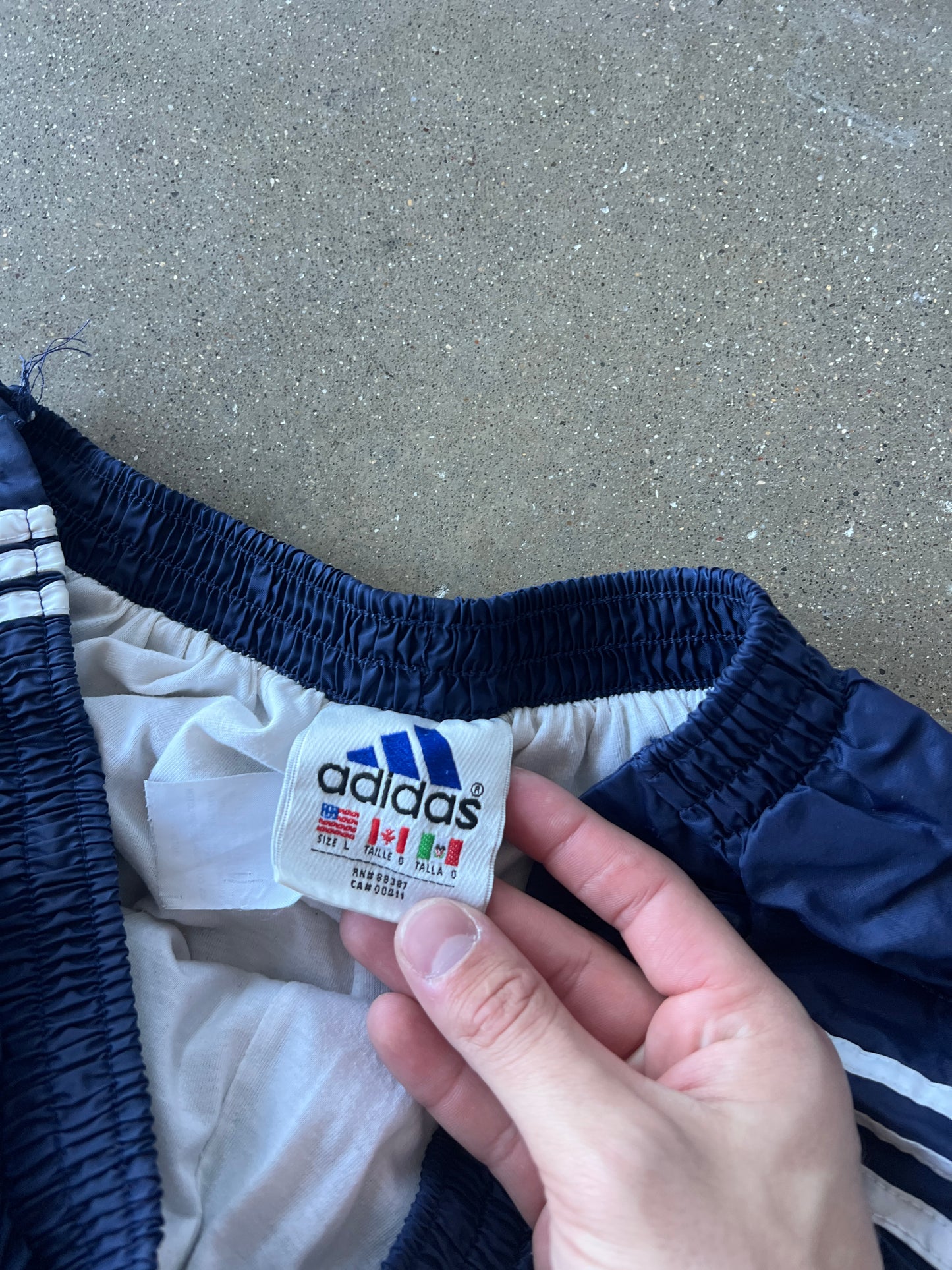 Vintage Navy Blue Adidas Track Pants - L