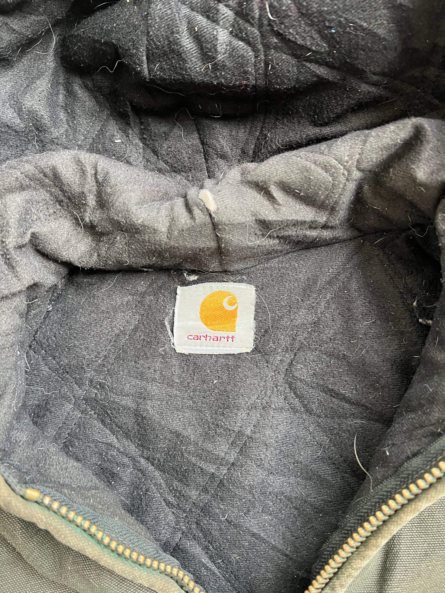 Vintage Moss Green Carhartt Hooded Jacket - M