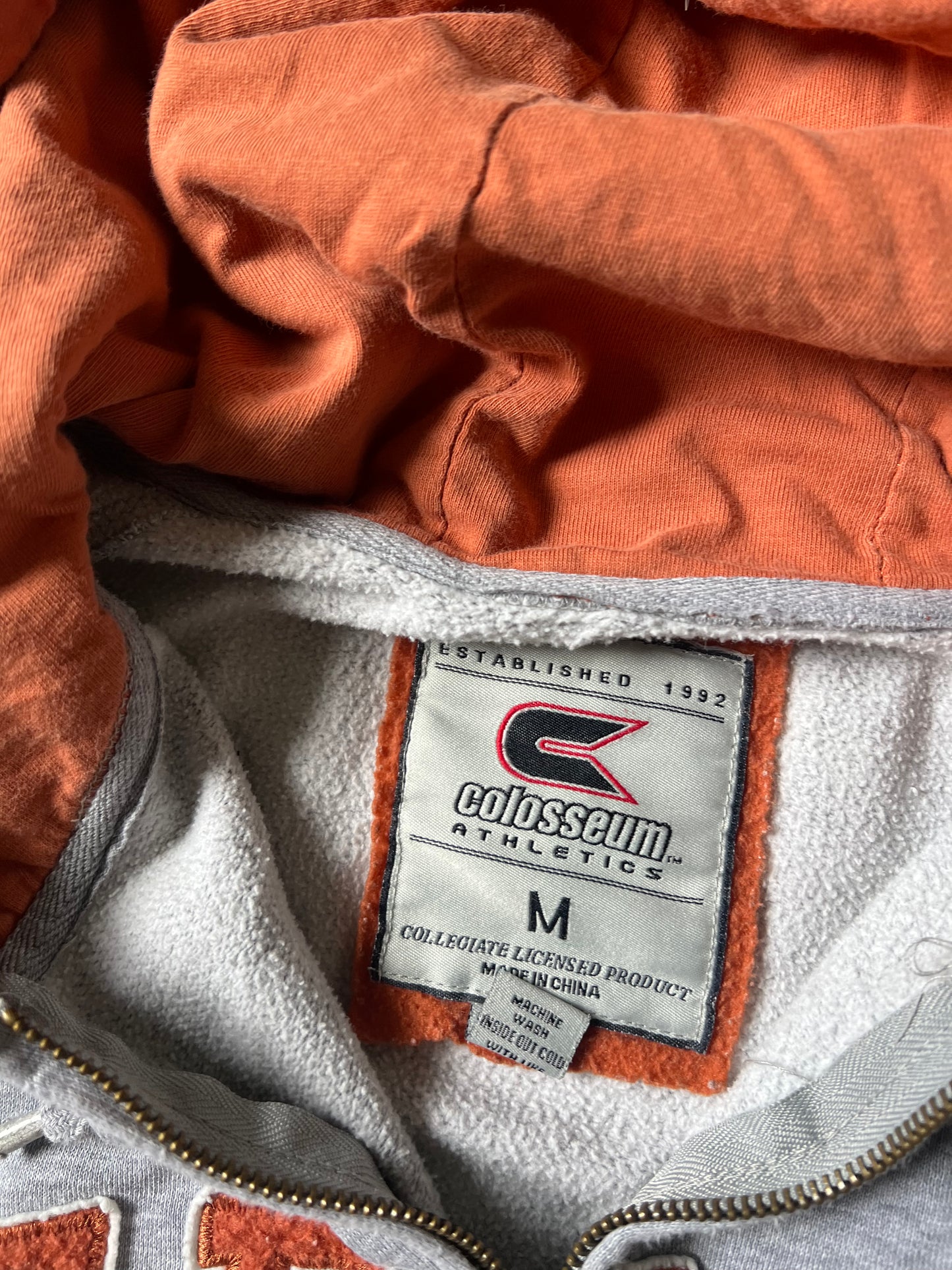 Vintage Grey Texas Zip Up Hoodie - M