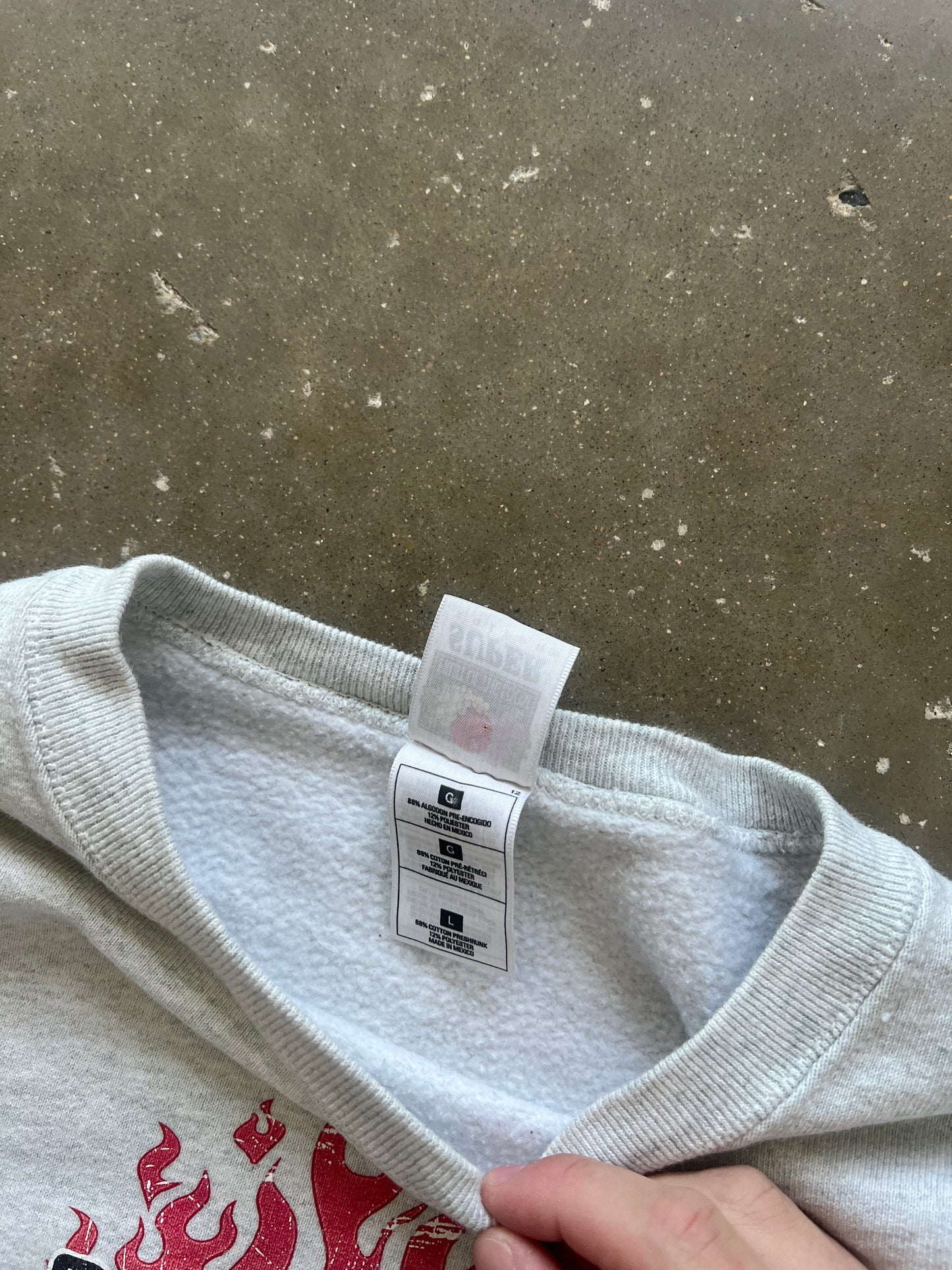 Vintage White Nascar Biker Style Crew - L