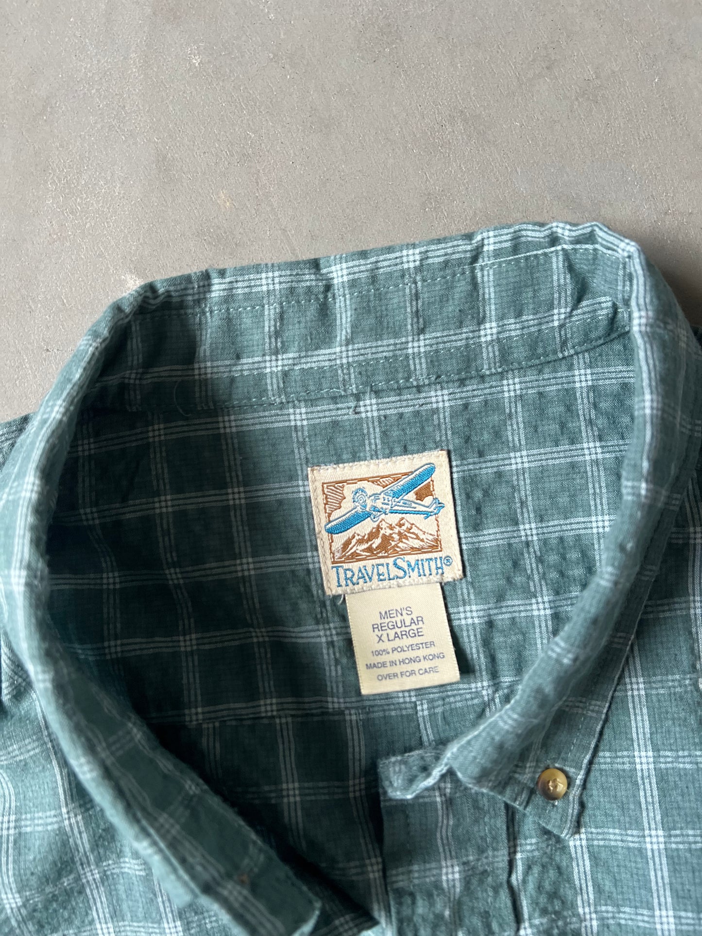 Vintage Teal Blue Button Up Shirt - XL