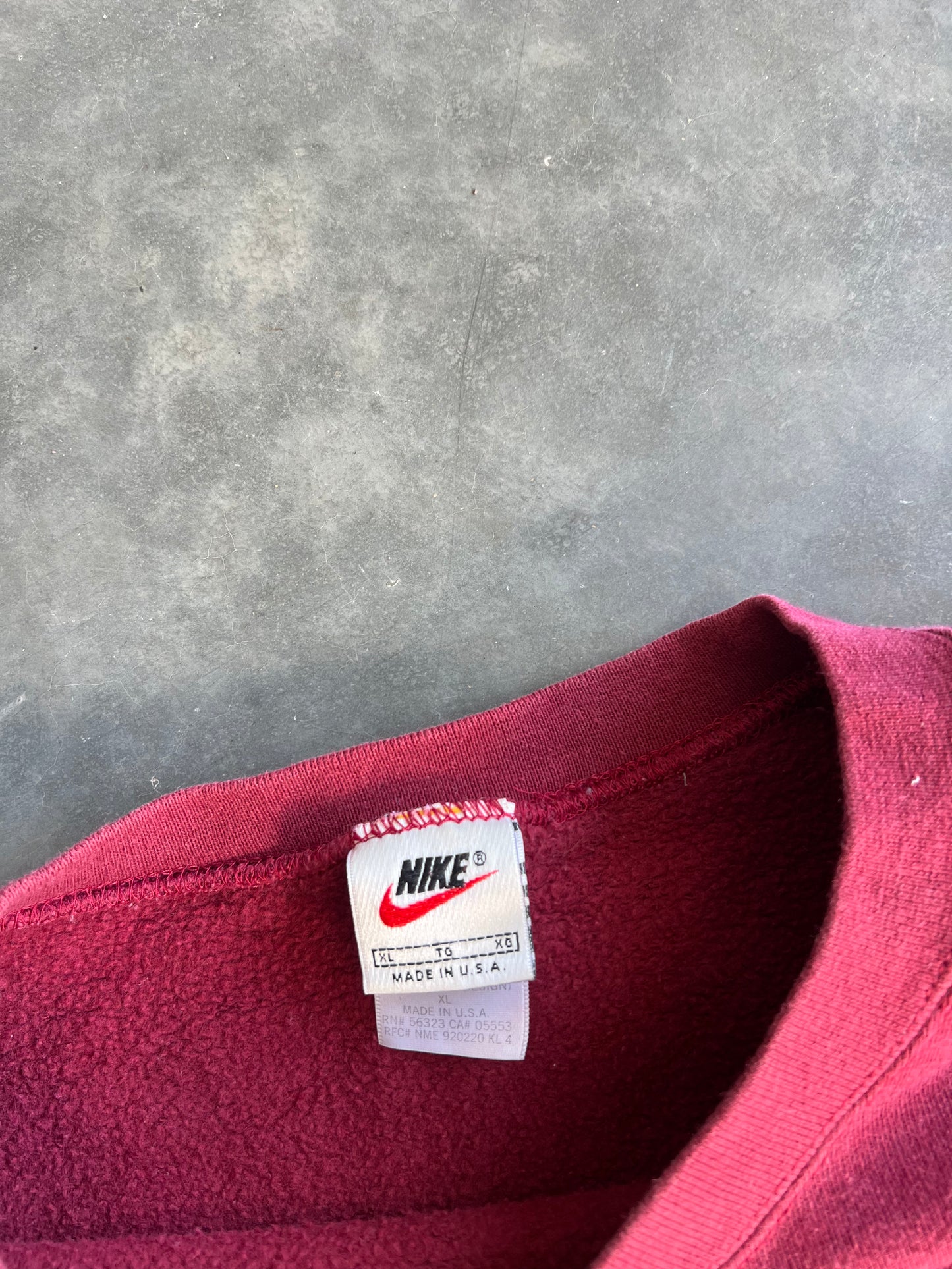 Vintage Red Nike Swoosh Spellout Crew - XL