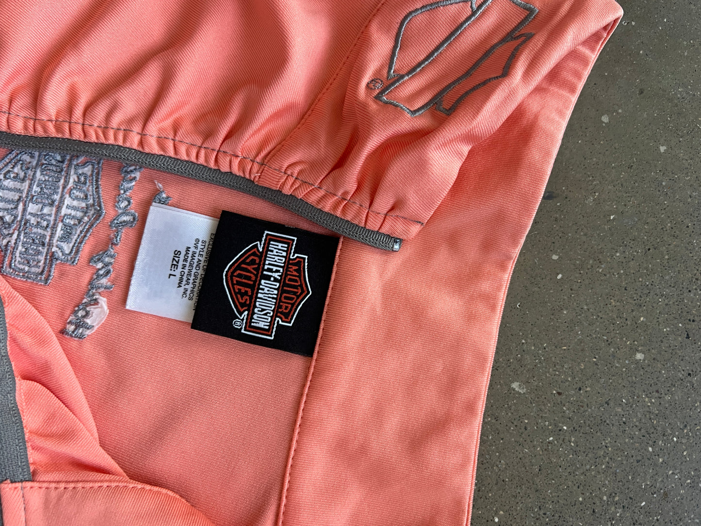 Vintage Pink Harley Davidson Zip Up Sweater - L