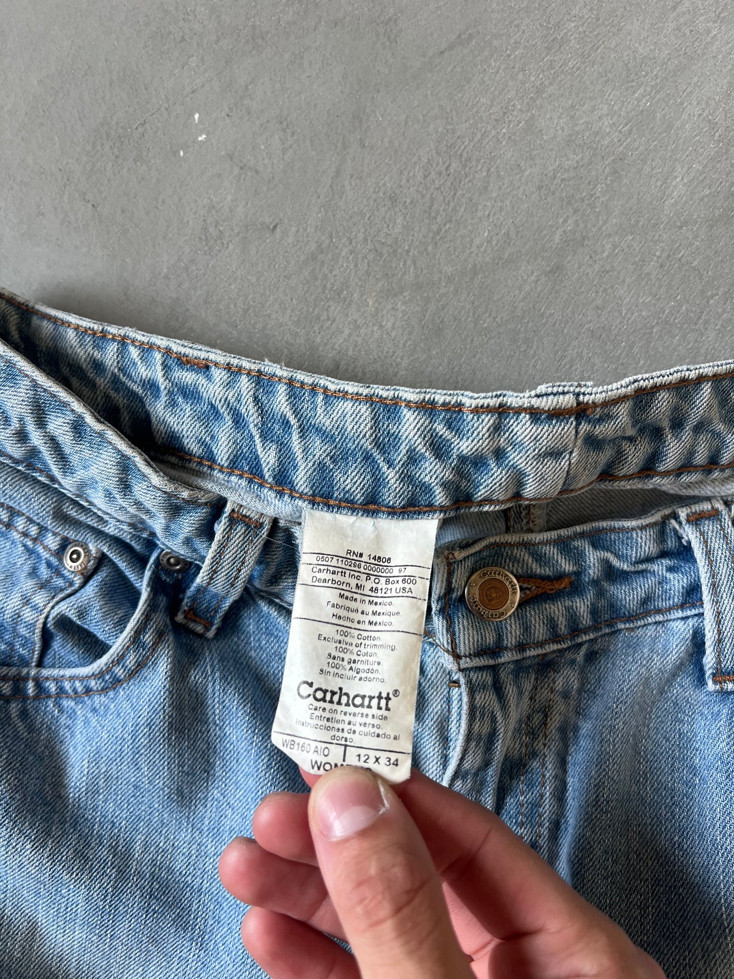 Vintage Faded Blue Carhartt Pants - 12x34