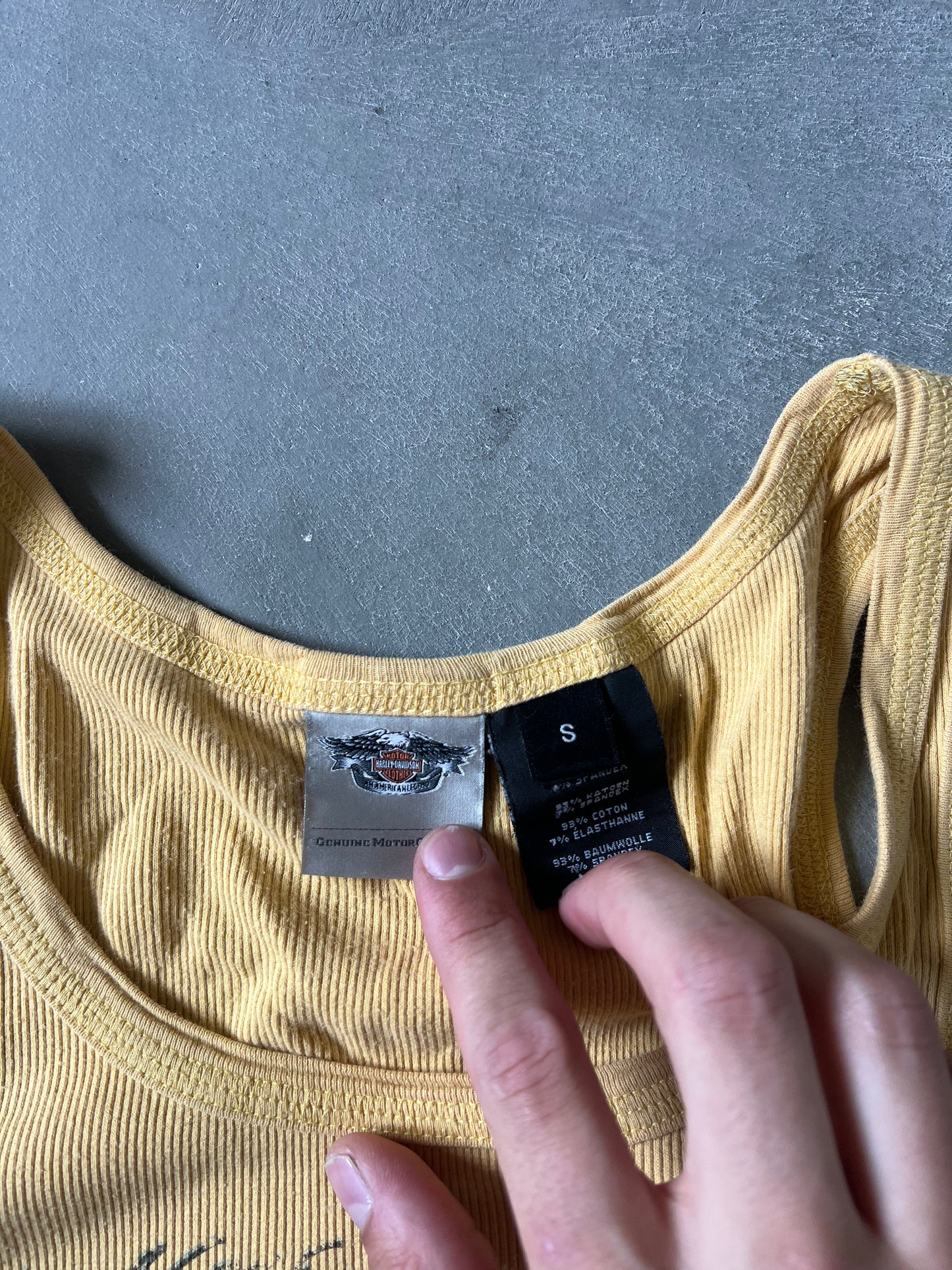 Vintage Yellow Harley Davidson Tank - S