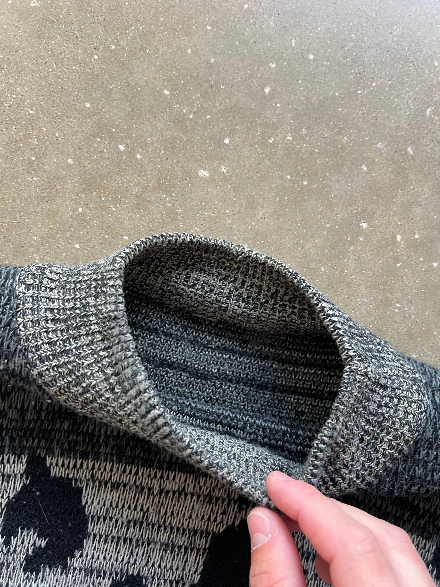 Vintage Grey Green Knit 90s Sweater - L