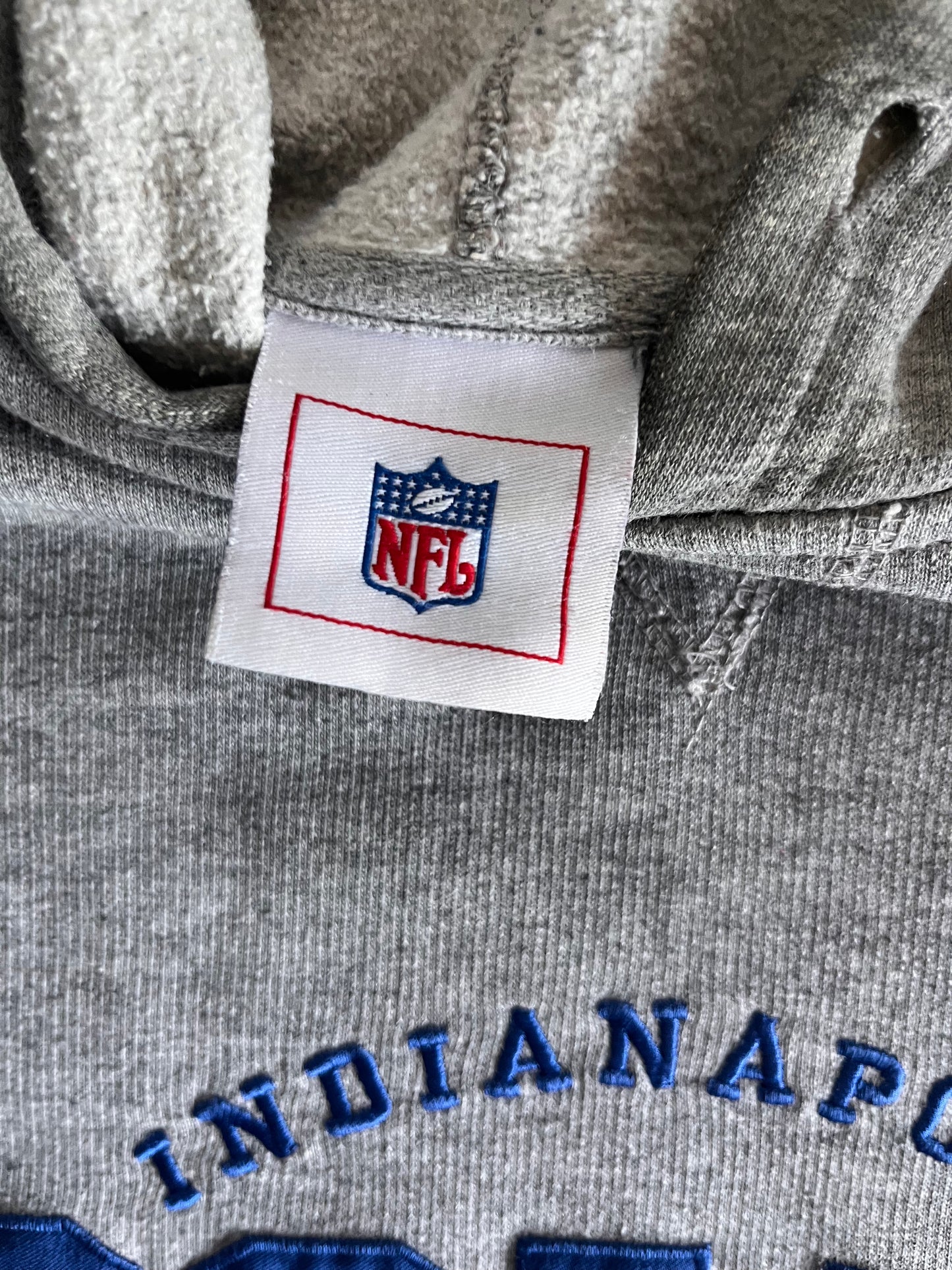 Vintage Heather Grey Colts Spellout Hoodie - L