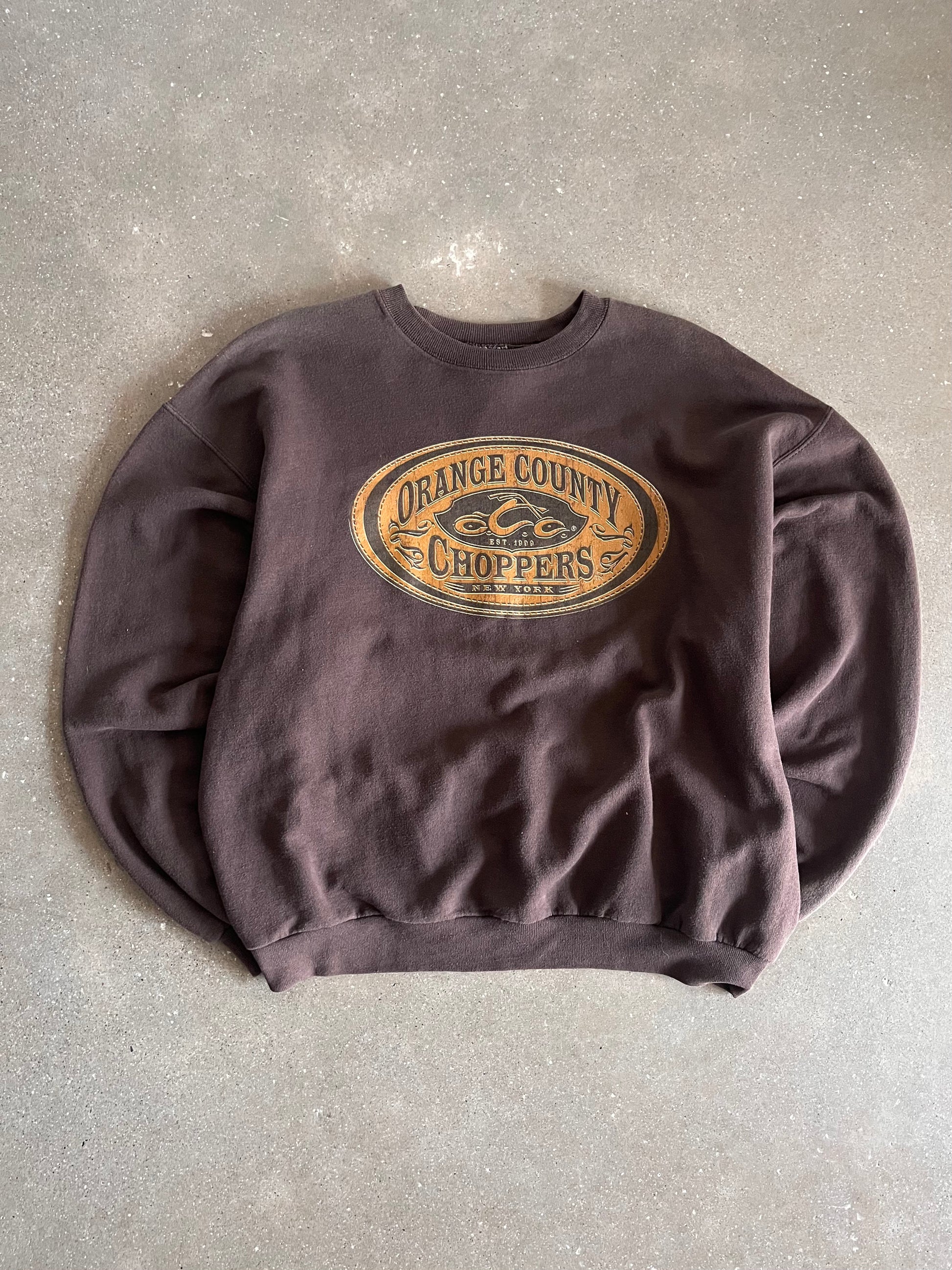 Vintage Brown Orange County Choppers Crew - L