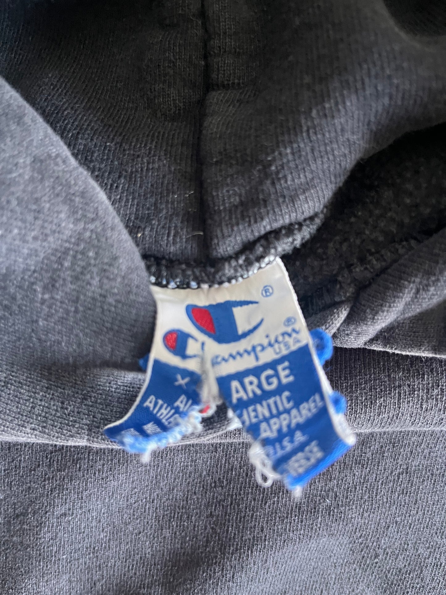 Vintage Faded Black Champion Hoodie -