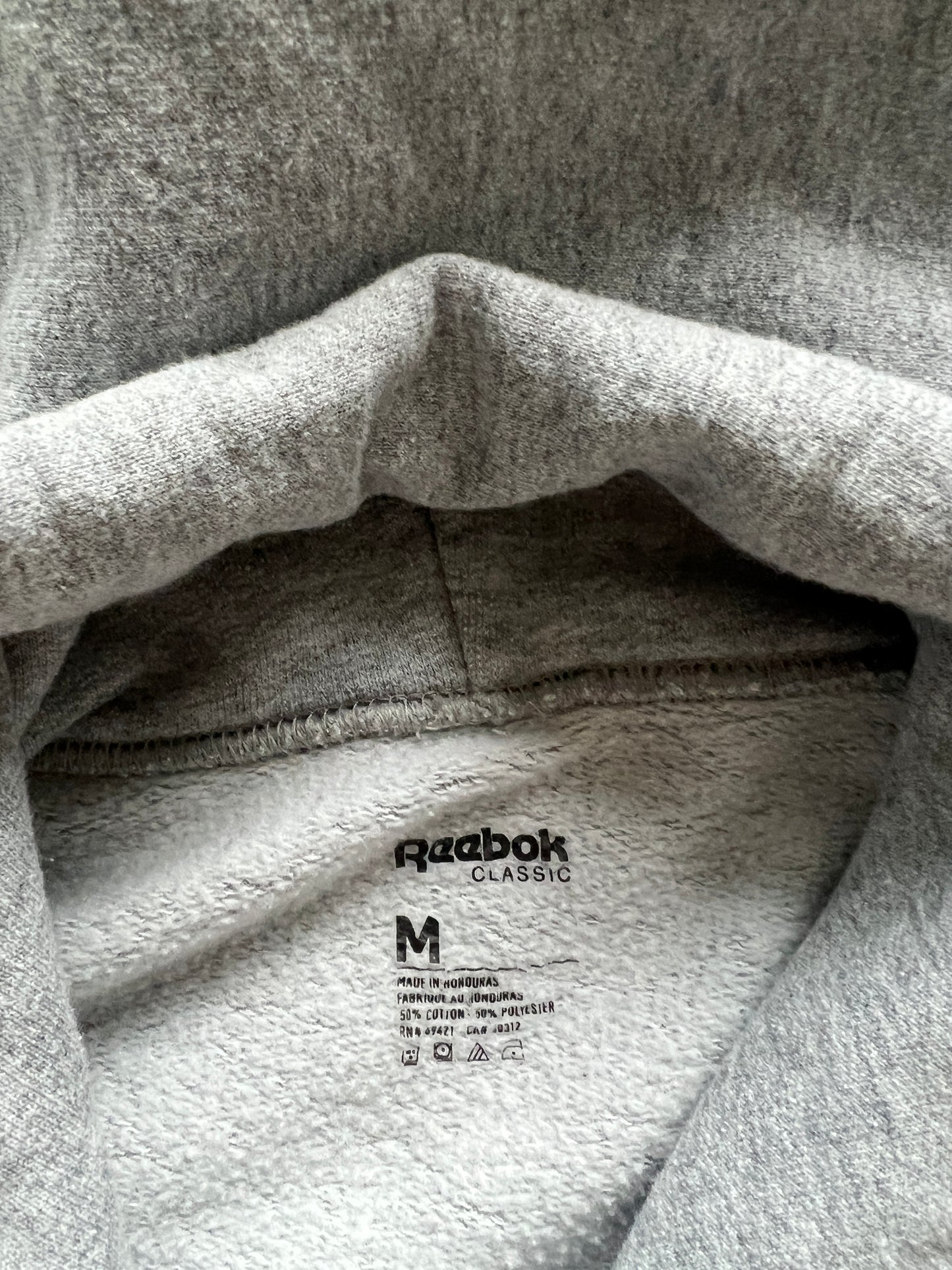 Vintage Grey Reebok Spellout Hoodie - M