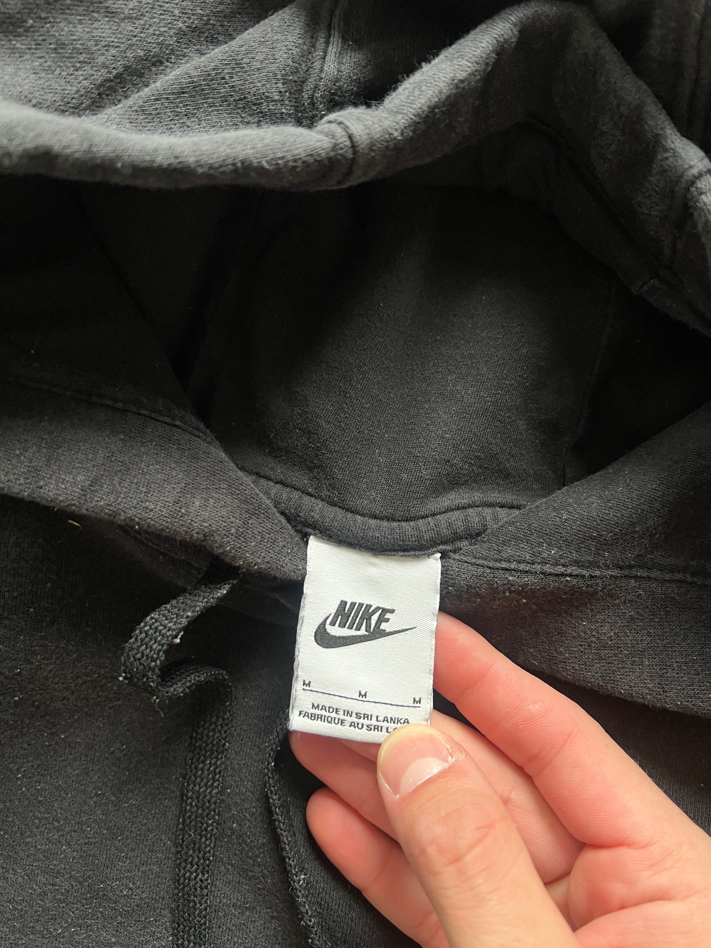 Vintage Black Nike Swoosh Hoodie - M