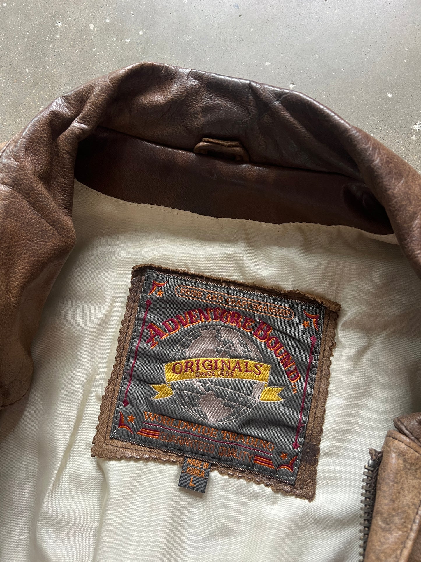 Vintage Carmel Tan 80s Bomber Jacket - L