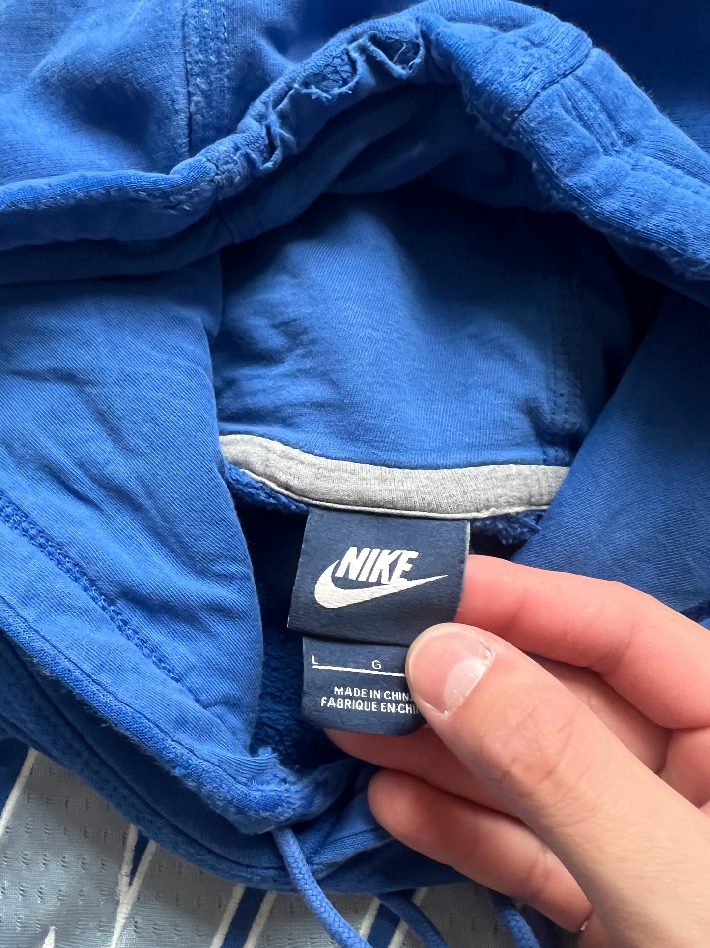 Vintage Sky Blue Nike Spellout Hoodie - L