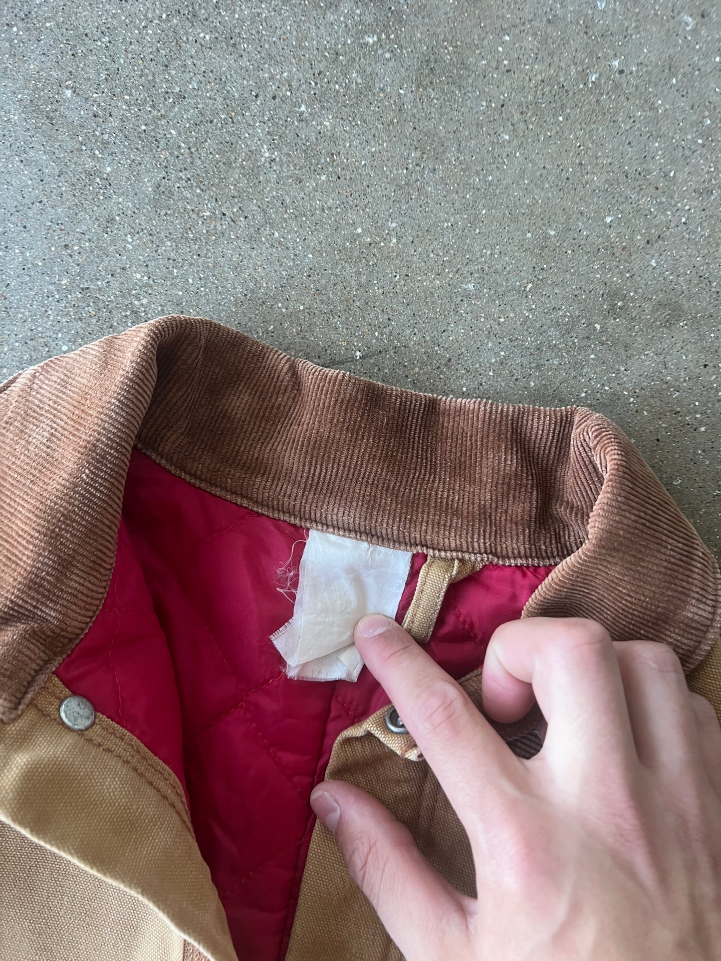 Vintage Faded Tan Cropped Carhartt Jacket - L