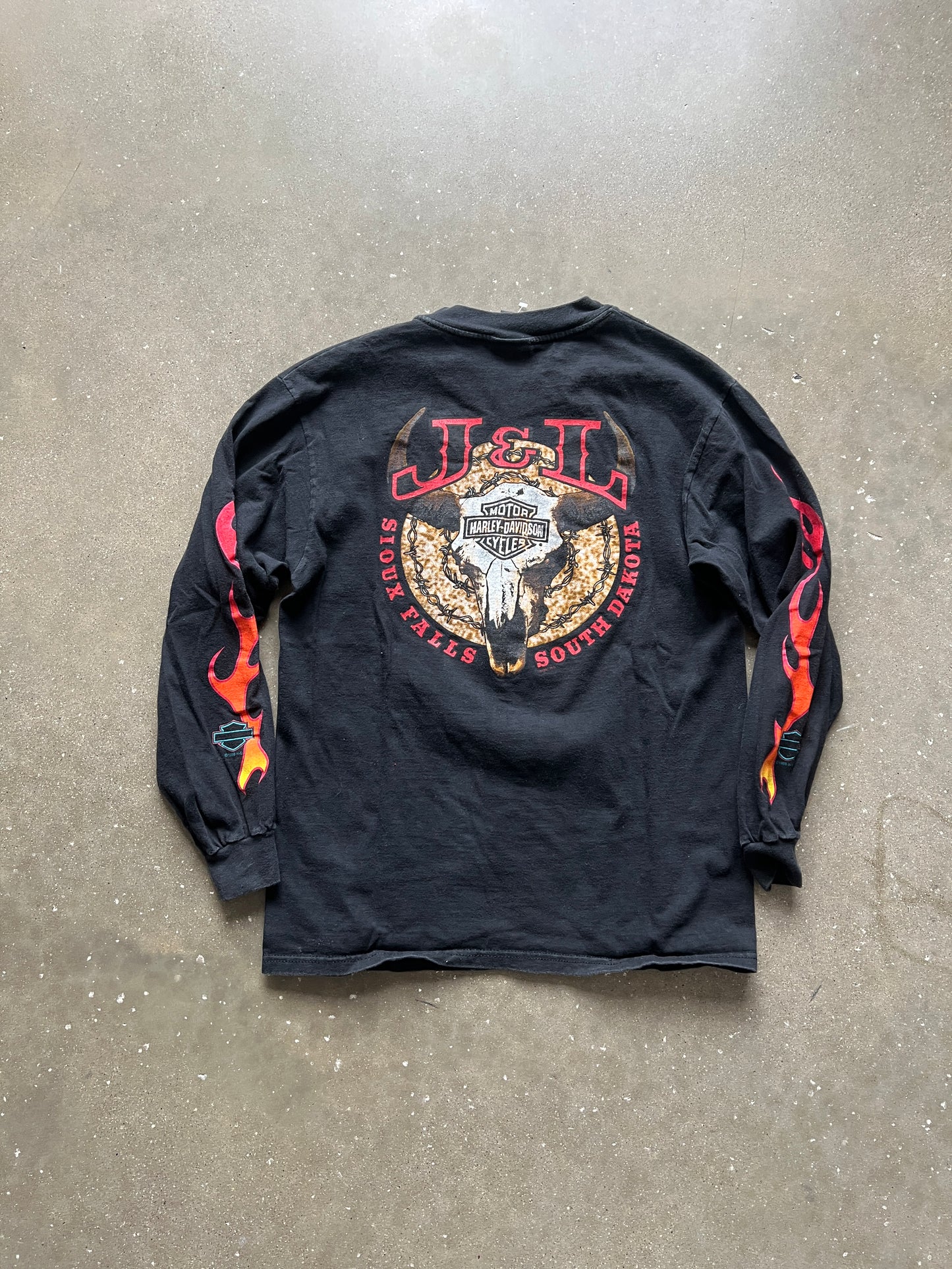 Vintage Black Harley Davidson Flame Shirt - S