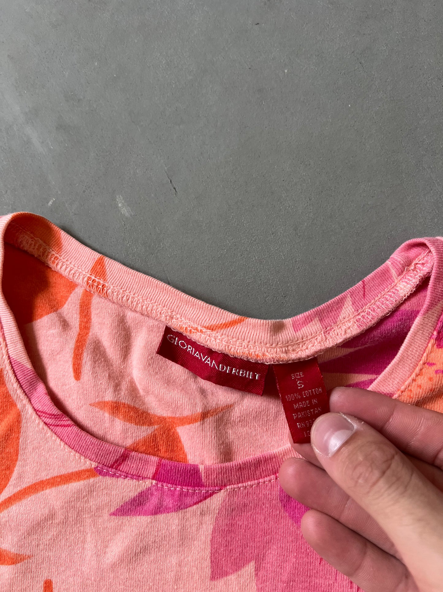 Vintage Pink & Orange Floral Shirt - S