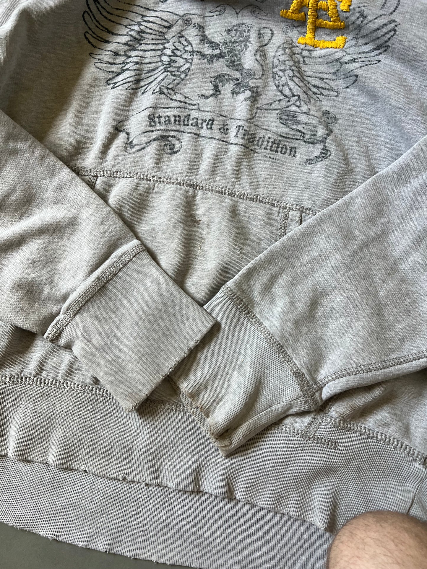 90s Grey American Eagle Hoodie - M