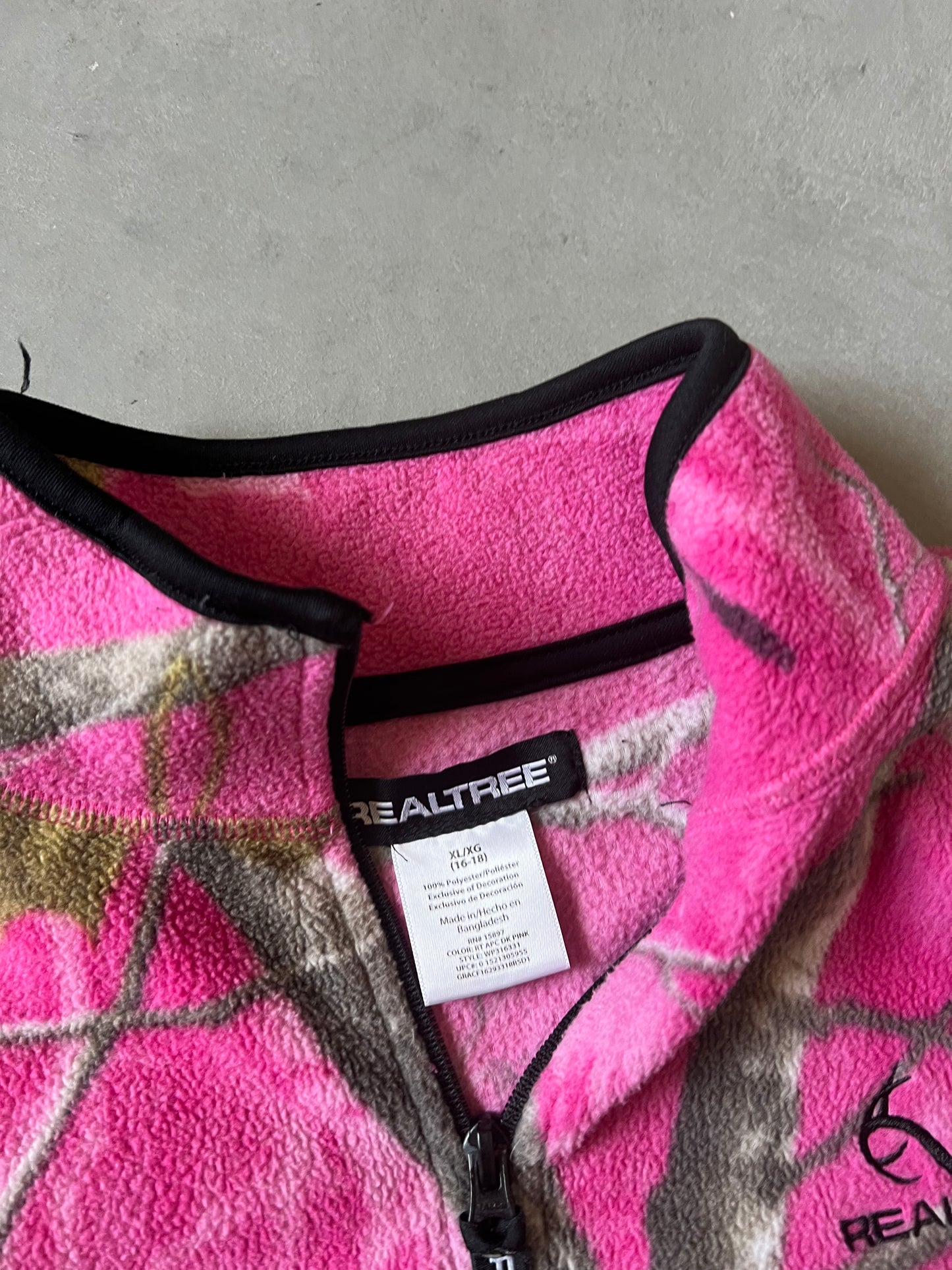Pink RealTree Full Zip Fleece - YXL
