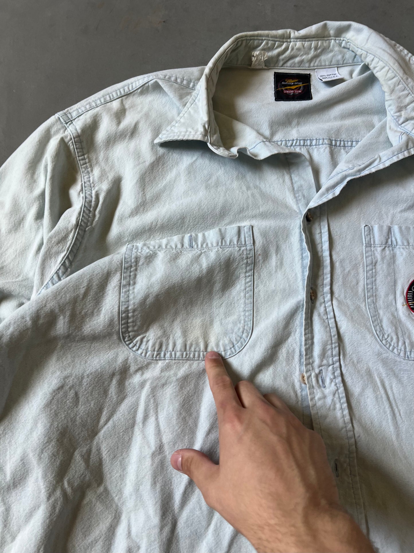 Vintage Denim Blue Miller Lite Button Up - L