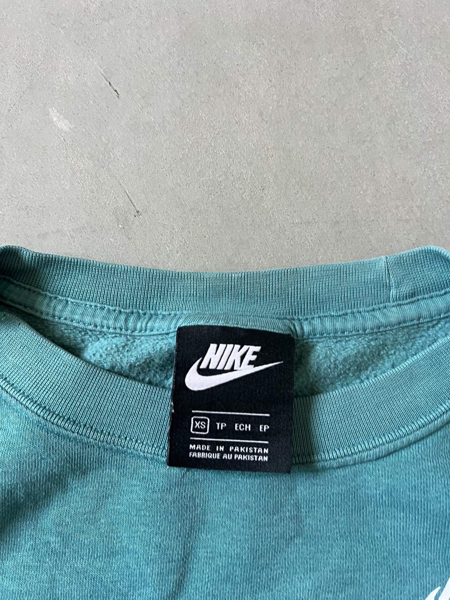 Teal Blue Nike Spellout Crewneck - XS