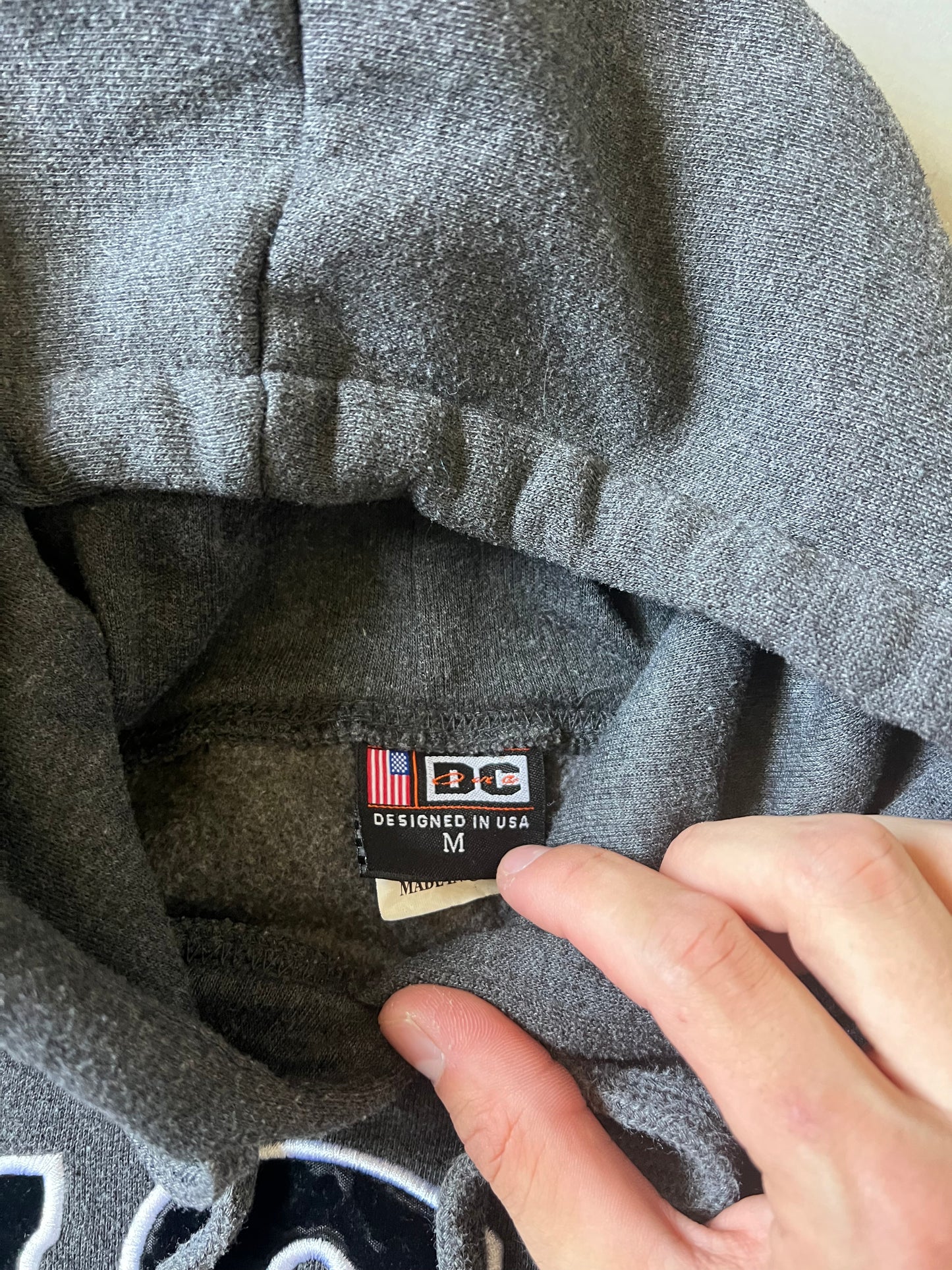 Vintage Grey USA Spellout Hoodie - M