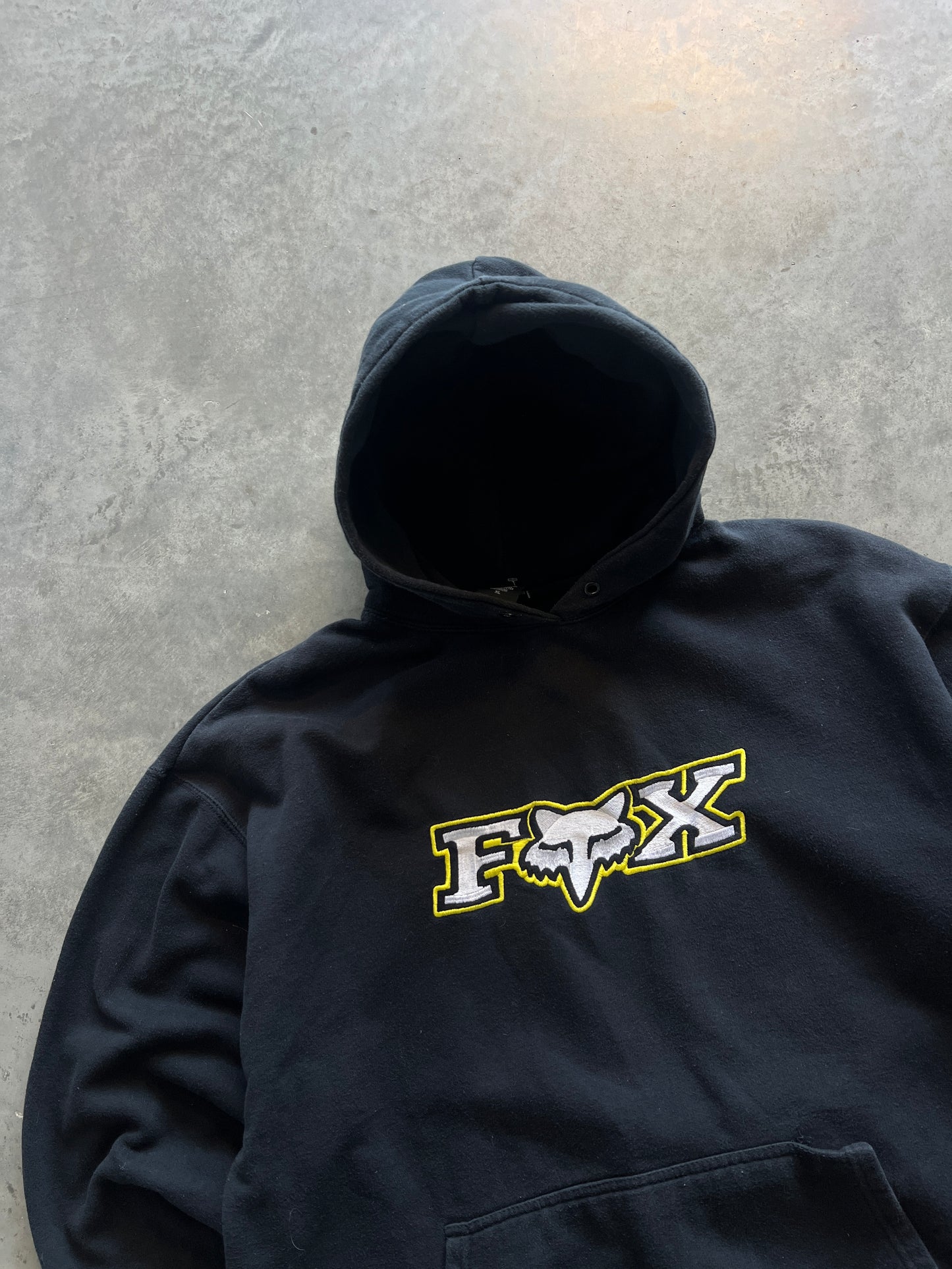 Vintage Black Fox Racing Spellout Hoodie - XL