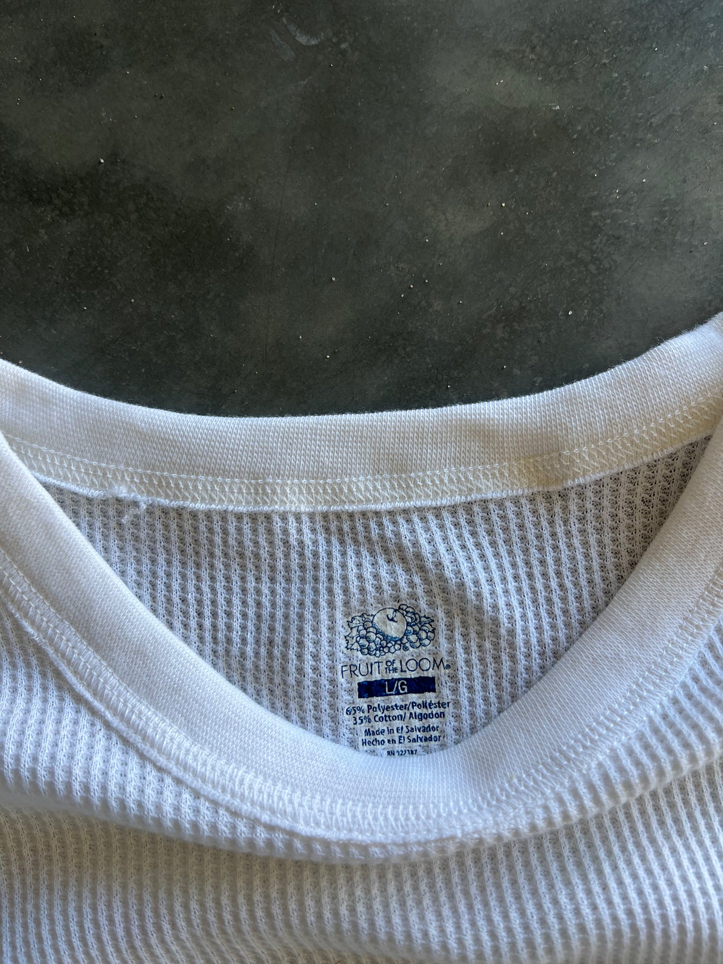 Vintage White Fruit of The Loom Thermal Shirt - L
