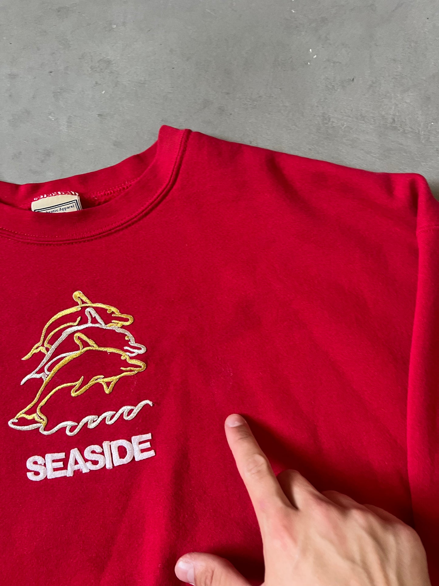 Vintage Red Seaside Dolphin Crew - XXL