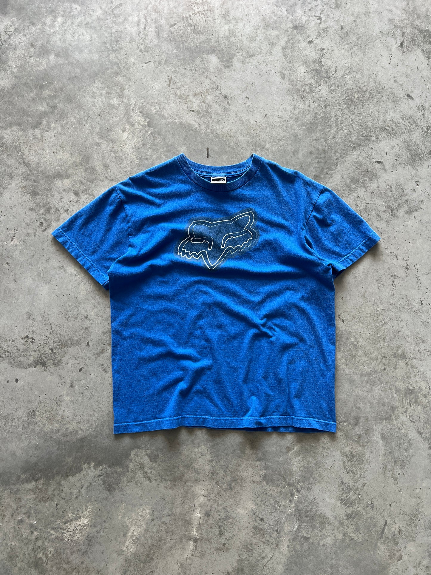 Vintage Blue Fox Racing Head Shirt - L