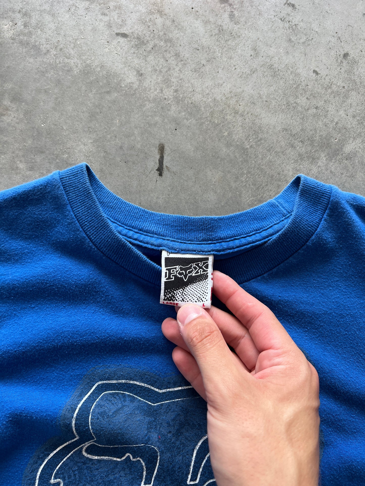Vintage Blue Fox Racing Head Shirt - L